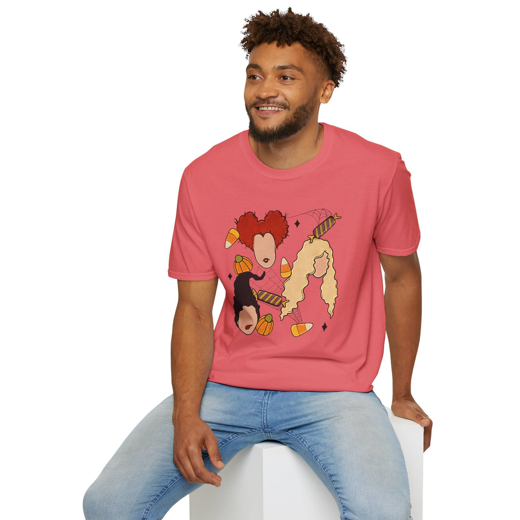 Halloween Sanderson Sisters T-Shirt – Witches Trio Pumpkin Candy Corn Design