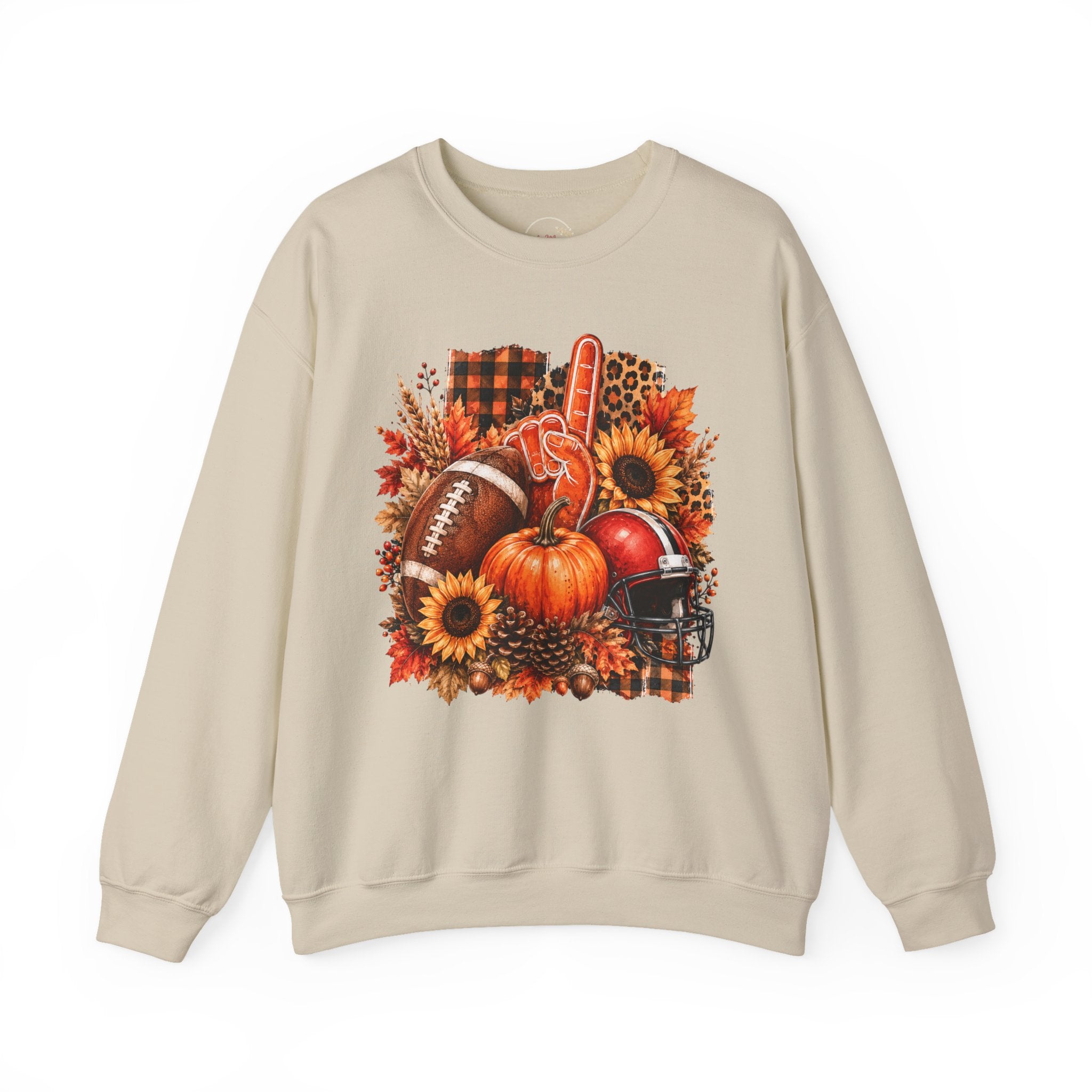 Fall Football Decor Sweatshirt – Pumpkin, Sunflower & Helmet Autumn Crewneck