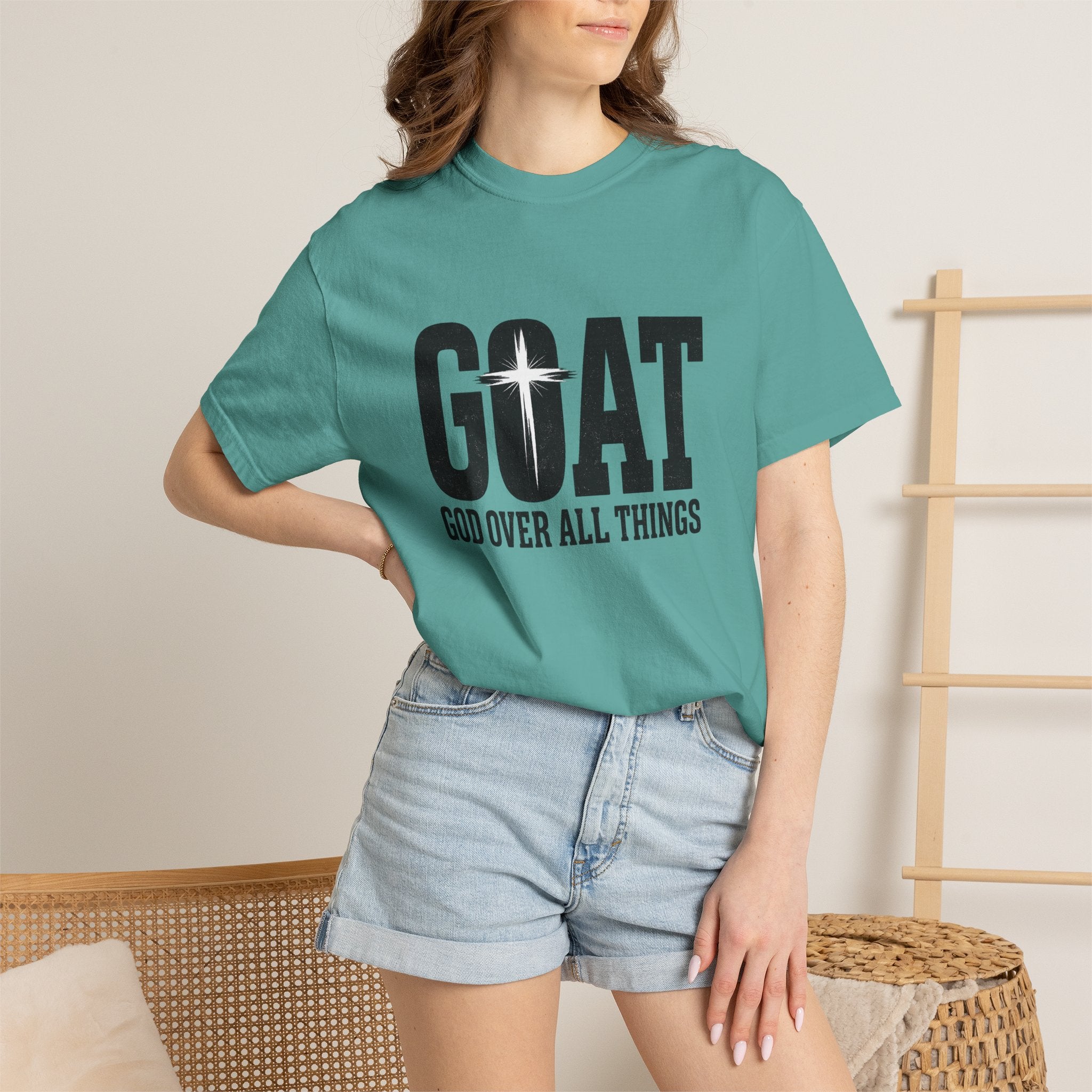 GOAT Christian T-Shirt — "God Over All Things" Inspirational Faith Tee