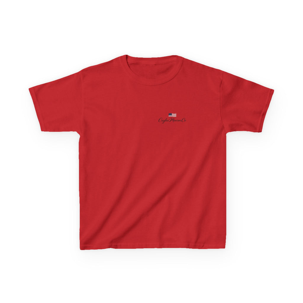 Kids T-Shirt — Patriotic Golden Doodle with American Flag (4th of July, Memorial Day)