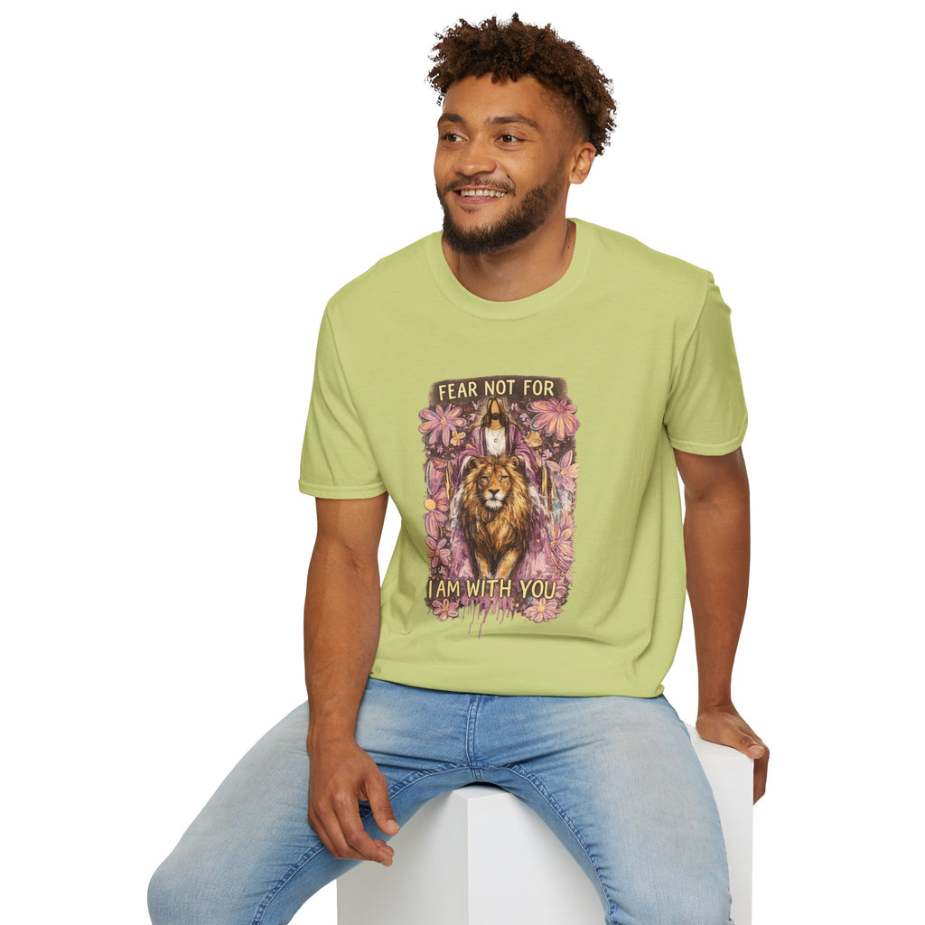 Fear Not For I Am With You Lion T-Shirt — Inspirational Floral Christian Tee