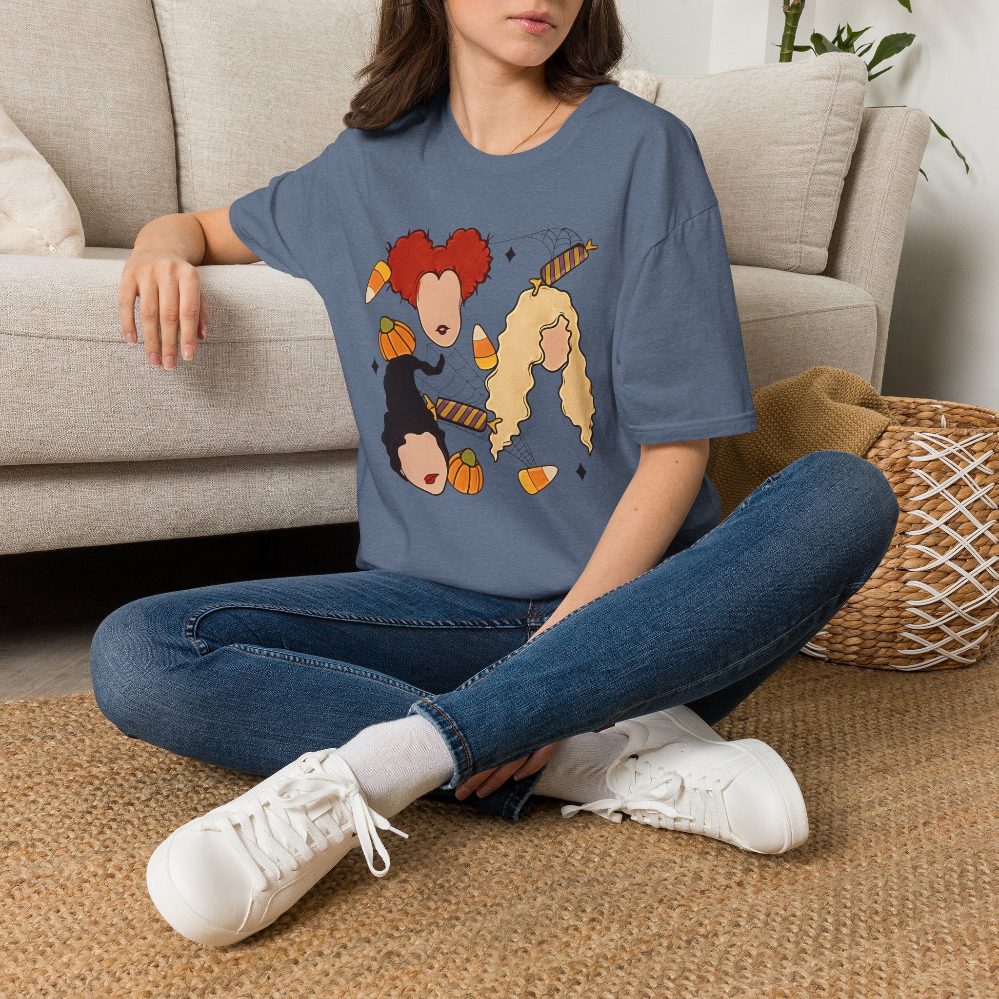 Halloween Sanderson Sisters T-Shirt – Witches Trio Pumpkin Candy Corn Design