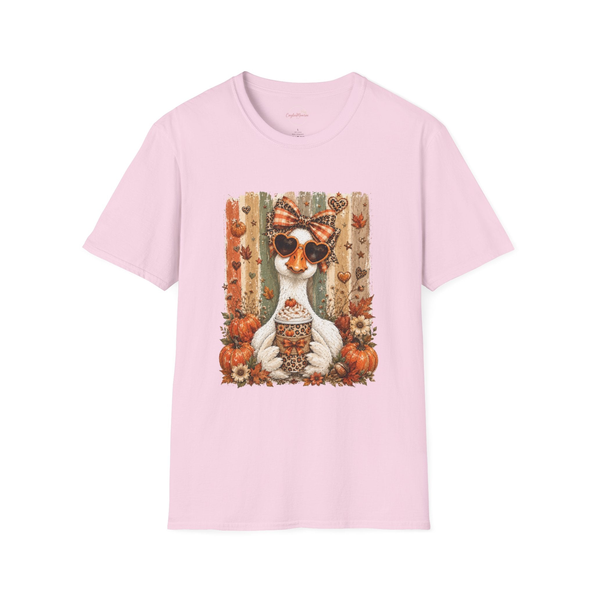 Autumn Goat Graphic T-Shirt — Cute Heart Sunglasses Fall Tee