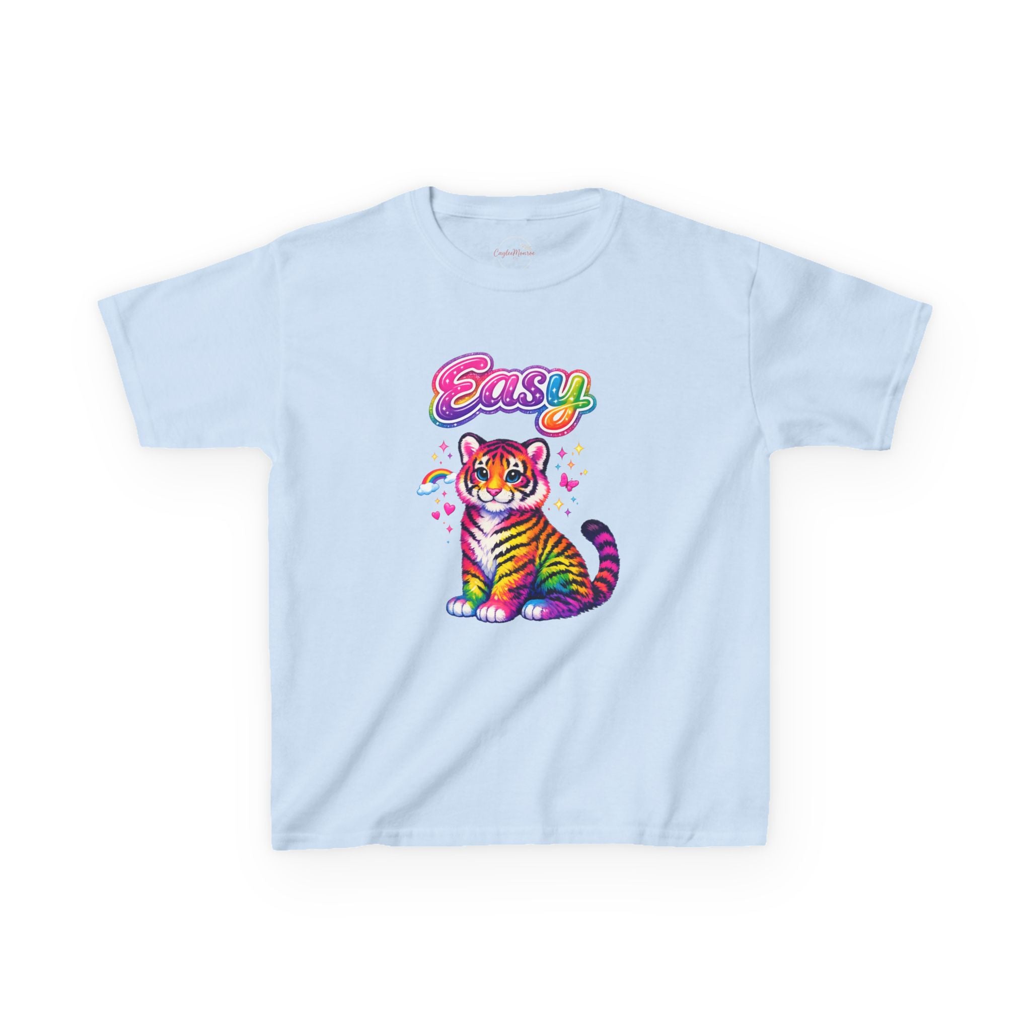 Kids Rainbow Tiger Tee — "Easy" Cute Colorful Youth T-Shirt