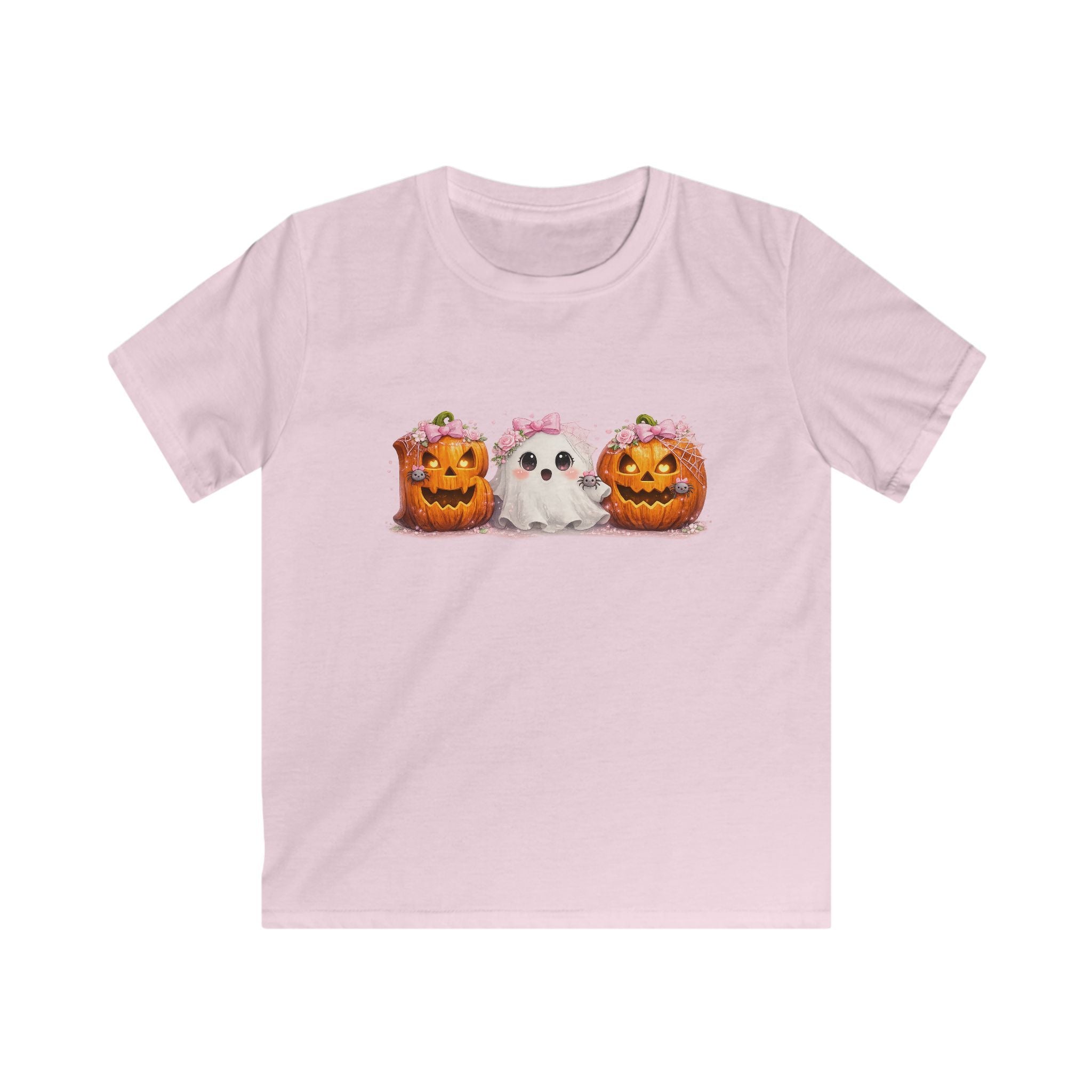 Kids Halloween Tee — Cute Ghost & Jack-o'-Lantern Pumpkins