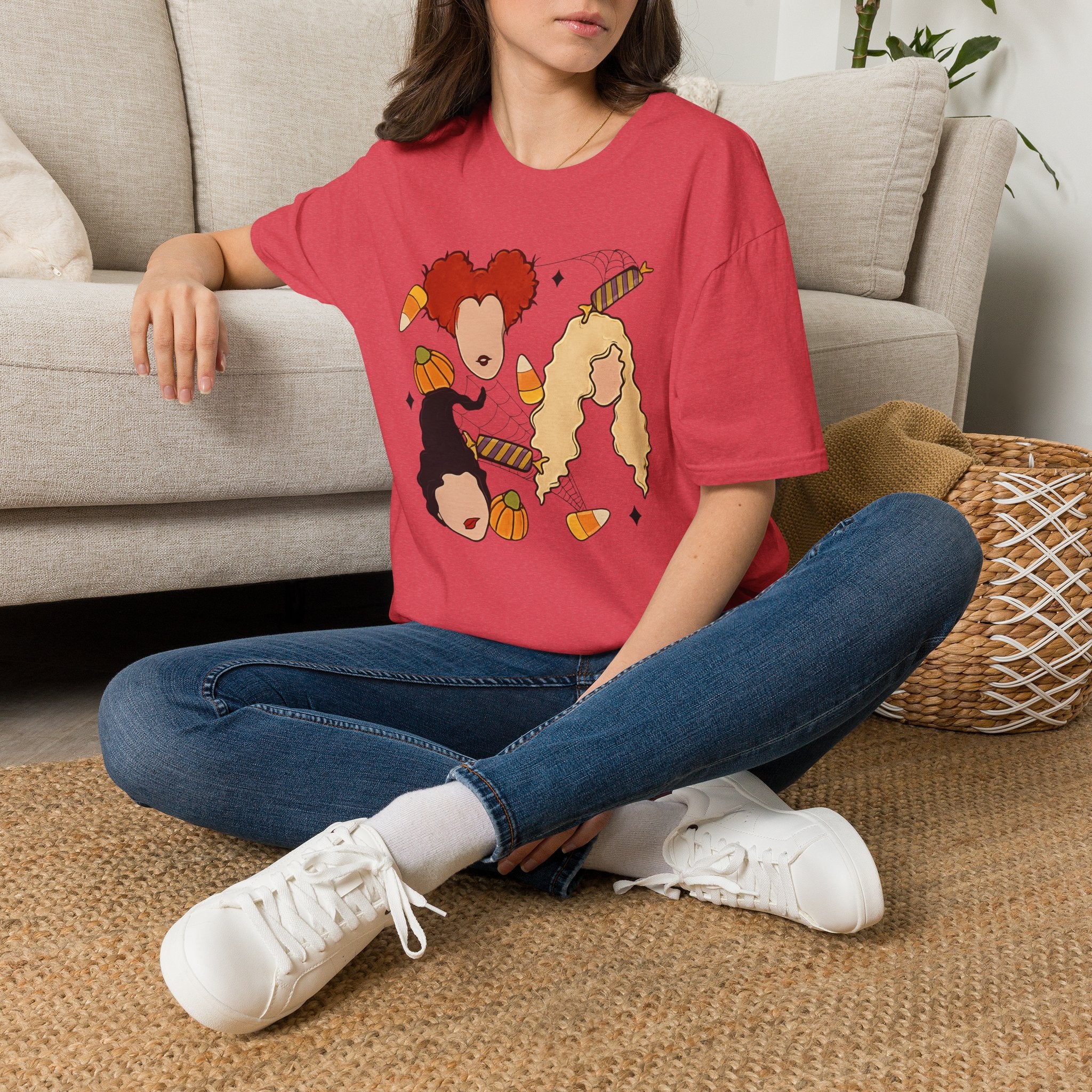 Halloween Sanderson Sisters T-Shirt – Witches Trio Pumpkin Candy Corn Design