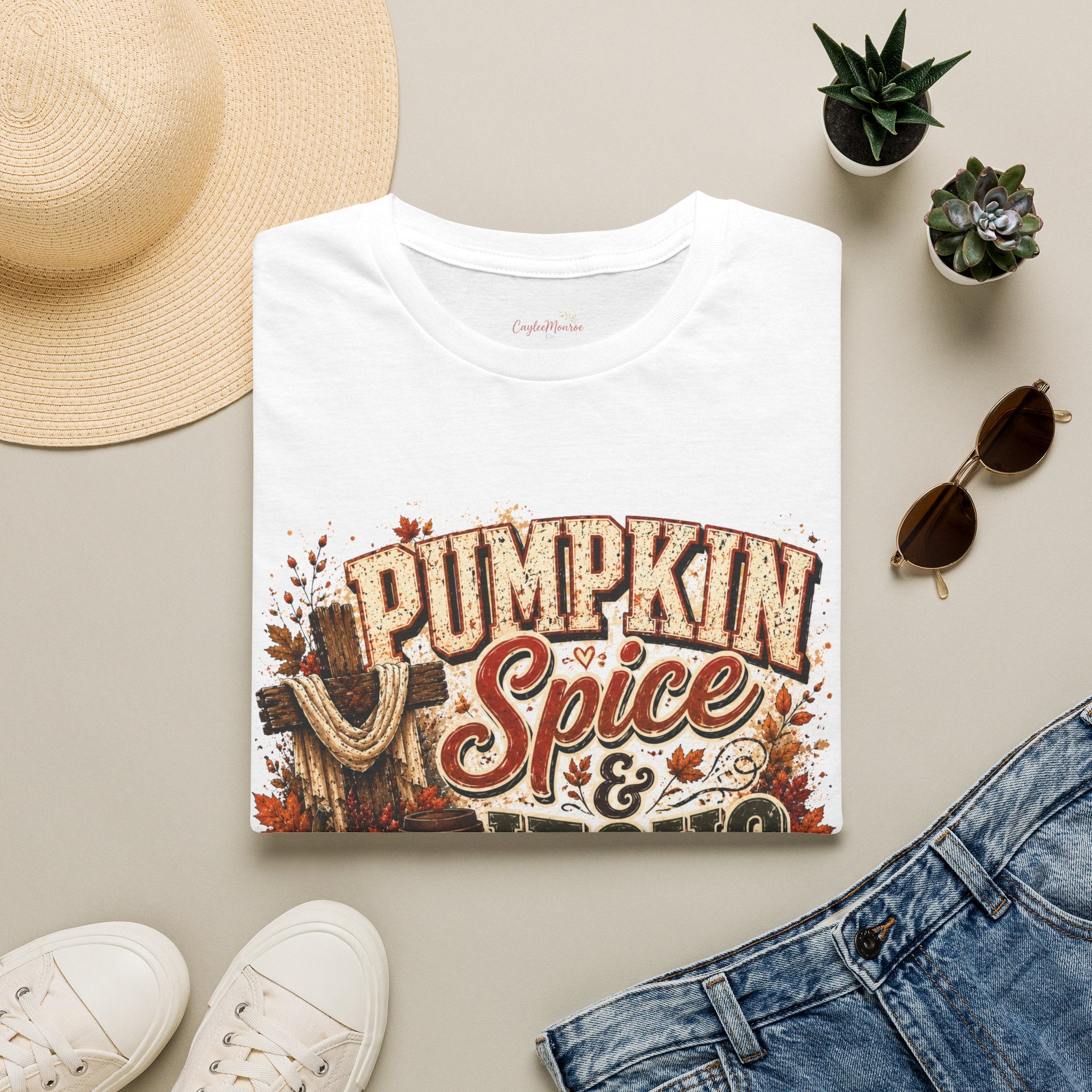 Pumpkin Spice & Jesus Christ T‑Shirt — Fall Faith Graphic Tee