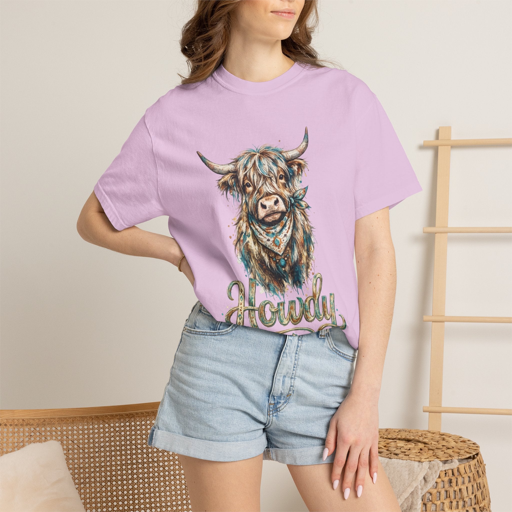 Howdy Highland Cow T-Shirt — Rustic Western Cow Graphic Tee