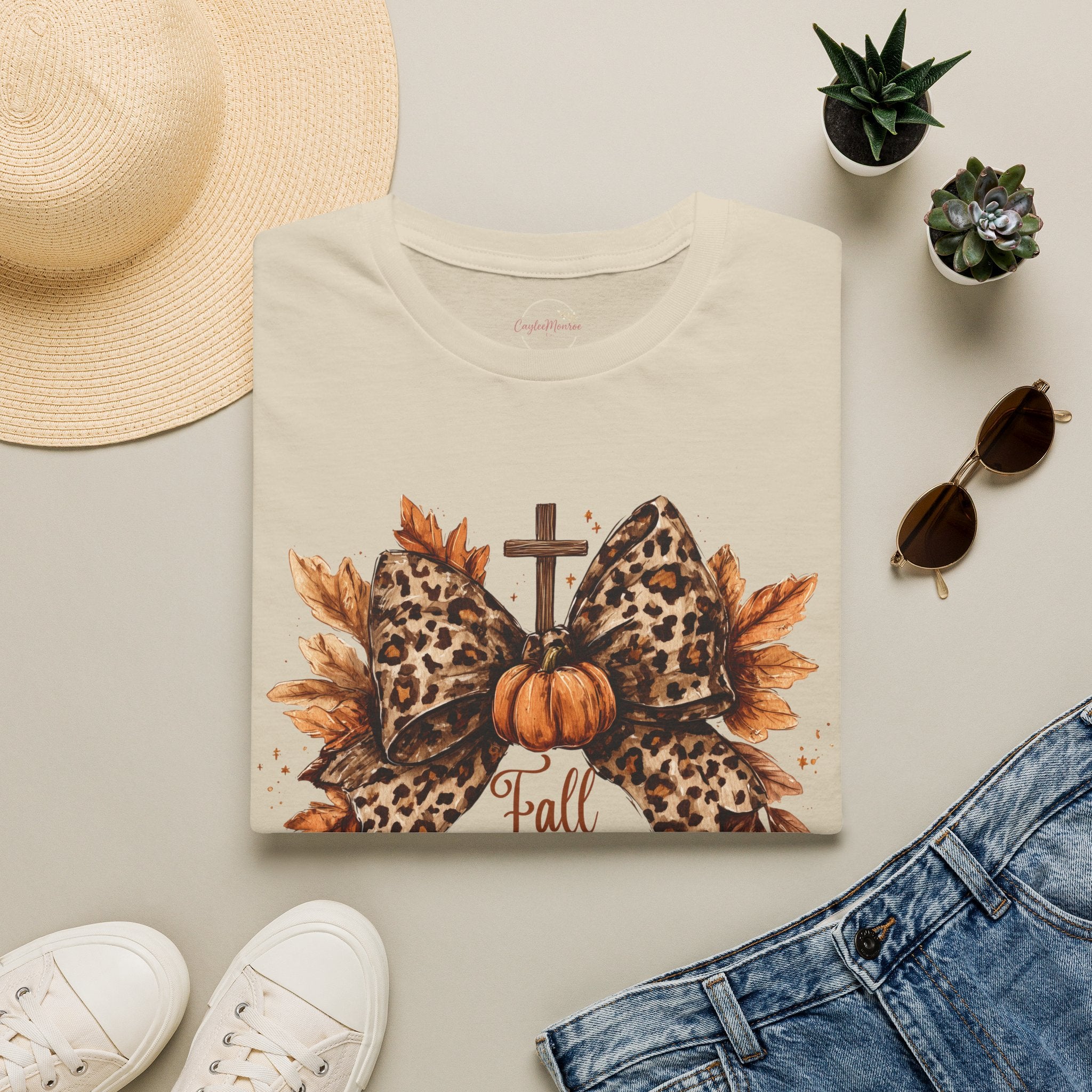 Fall for Jesus Leopard Bow T-Shirt