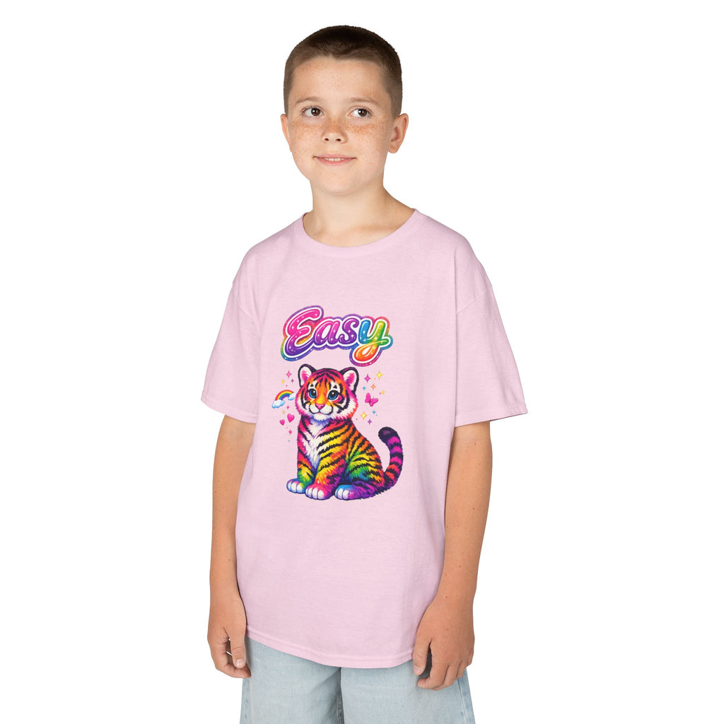 Kids Rainbow Tiger Tee — "Easy" Cute Colorful Youth T-Shirt
