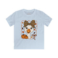 Kids Tee — Cute Goose with Leopard Bow & Pumpkins Fall Graphic