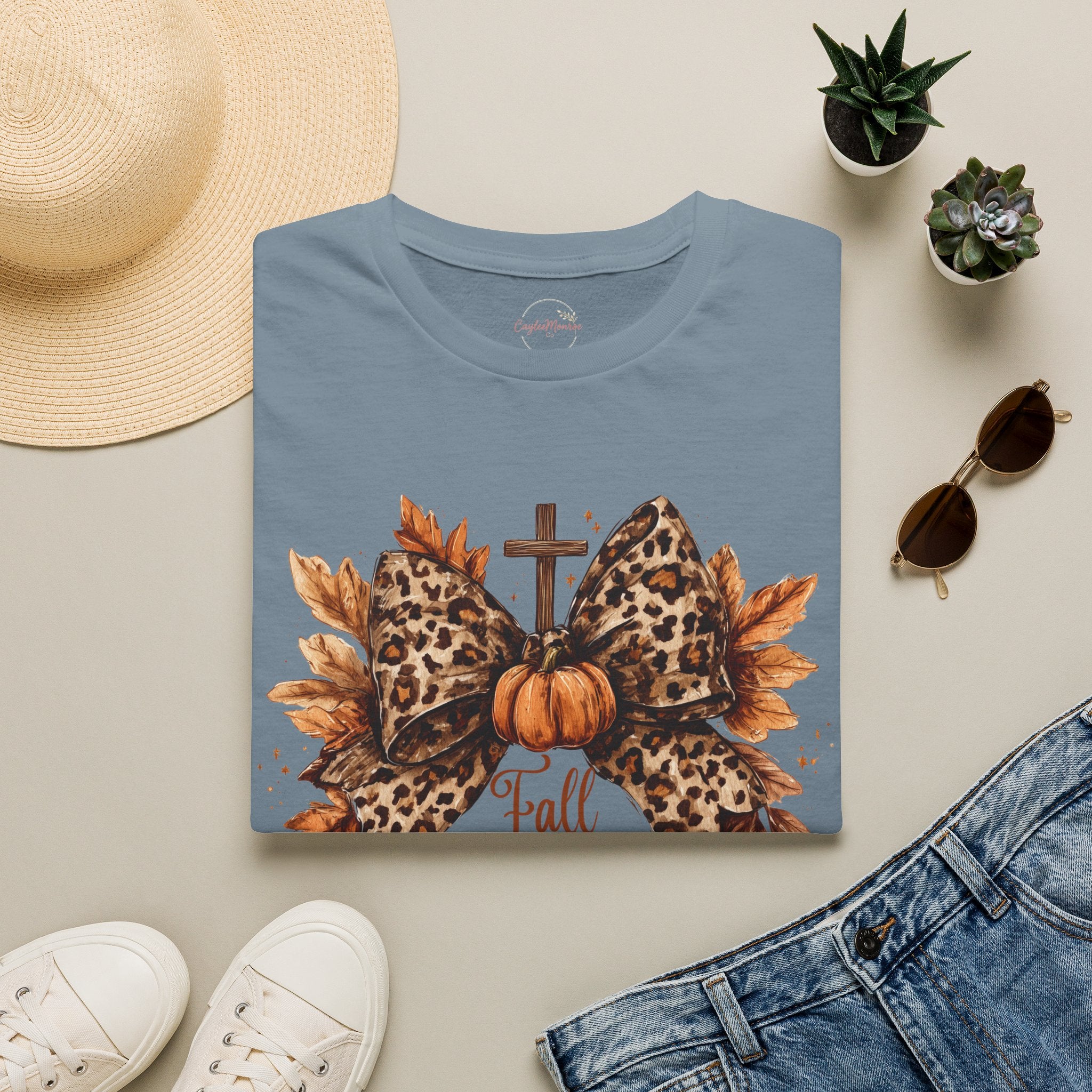 Fall for Jesus Leopard Bow T-Shirt