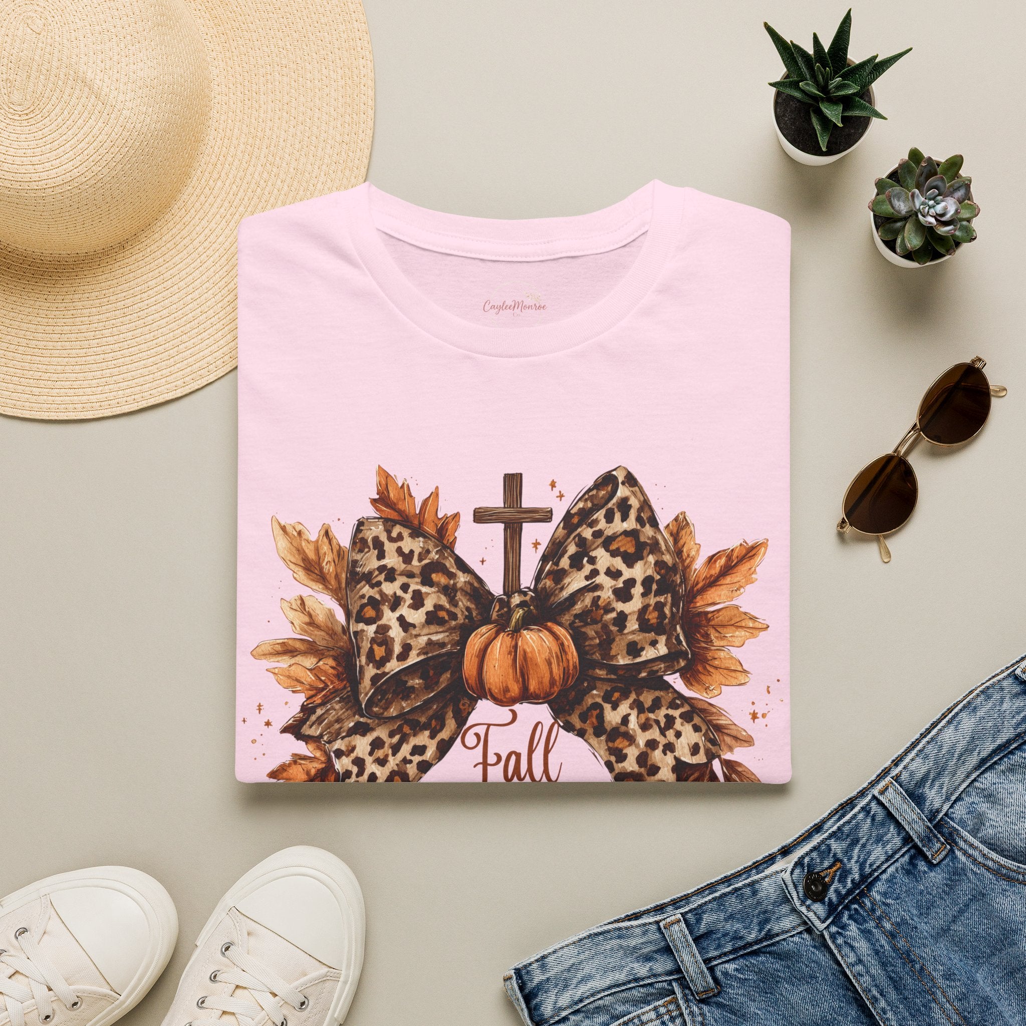Fall for Jesus Leopard Bow T-Shirt