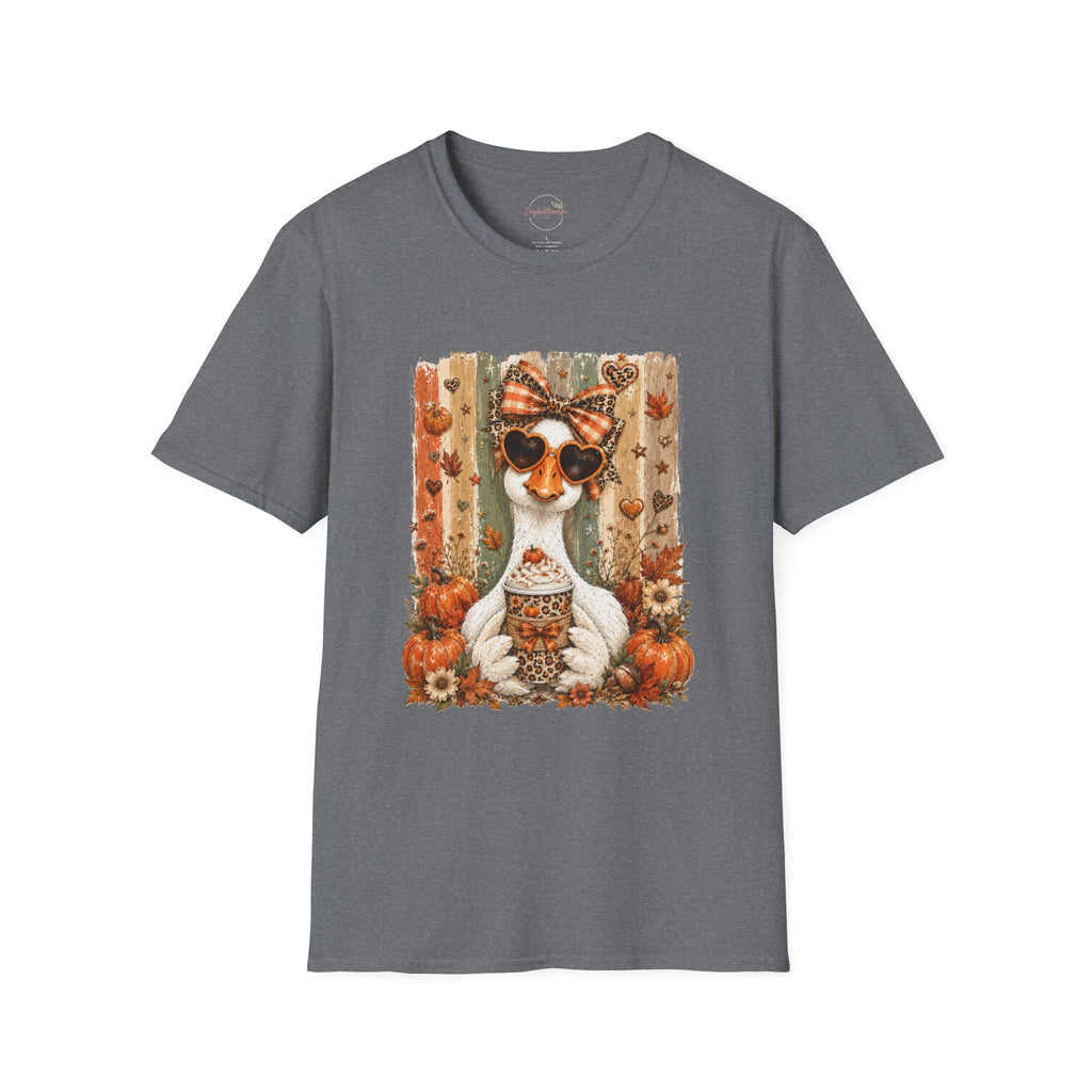 Autumn Goat Graphic T-Shirt — Cute Heart Sunglasses Fall Tee