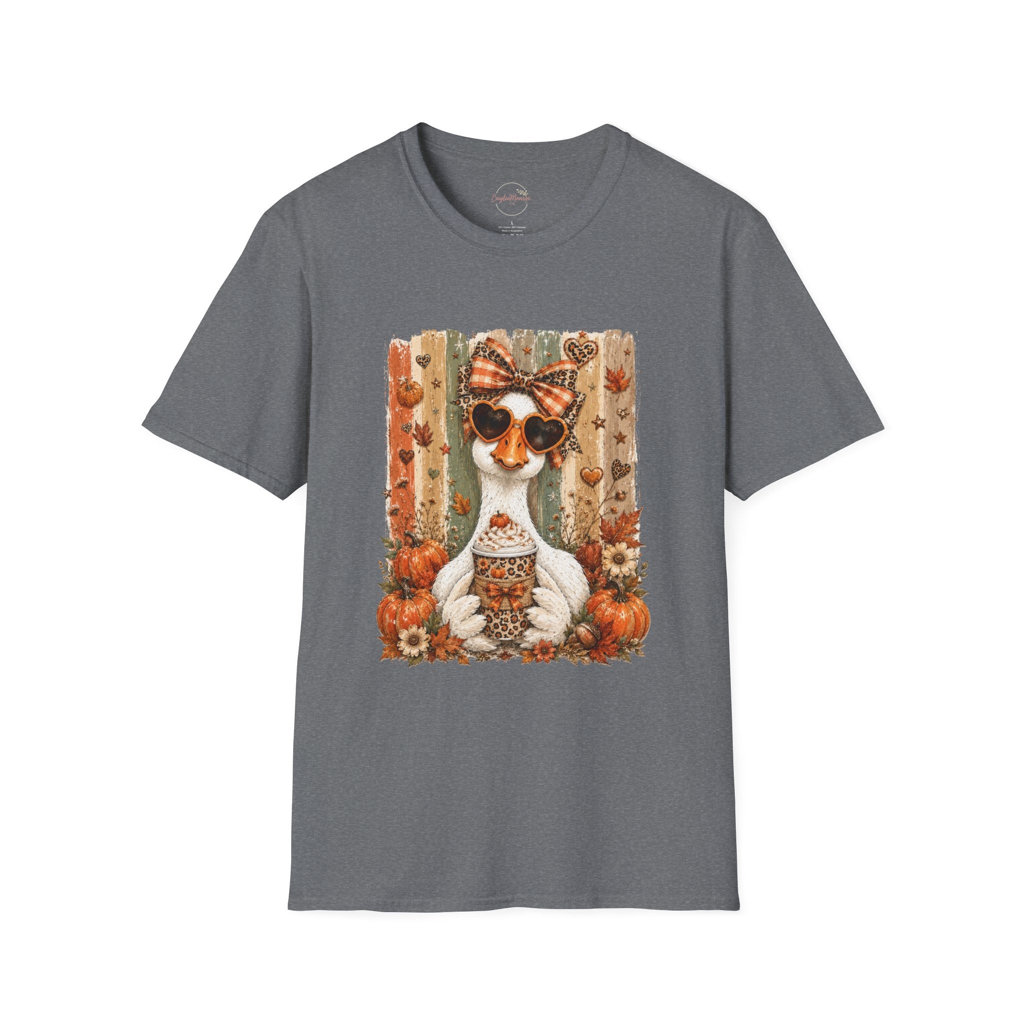 Autumn Goat Graphic T-Shirt — Cute Heart Sunglasses Fall Tee