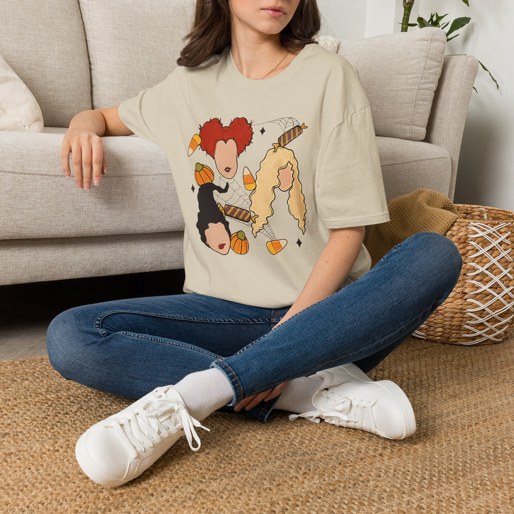 Halloween Sanderson Sisters T-Shirt – Witches Trio Pumpkin Candy Corn Design