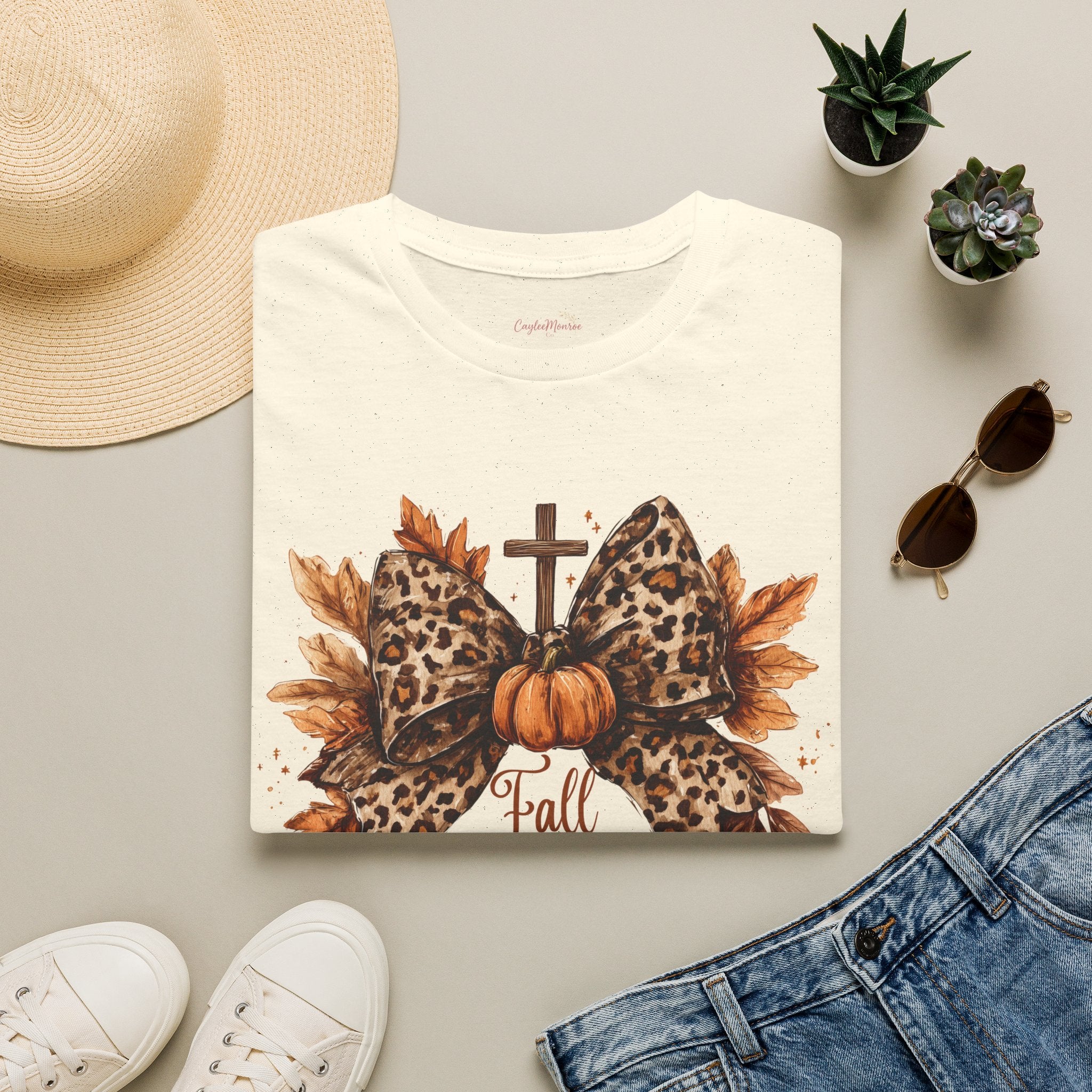 Fall for Jesus Leopard Bow T-Shirt