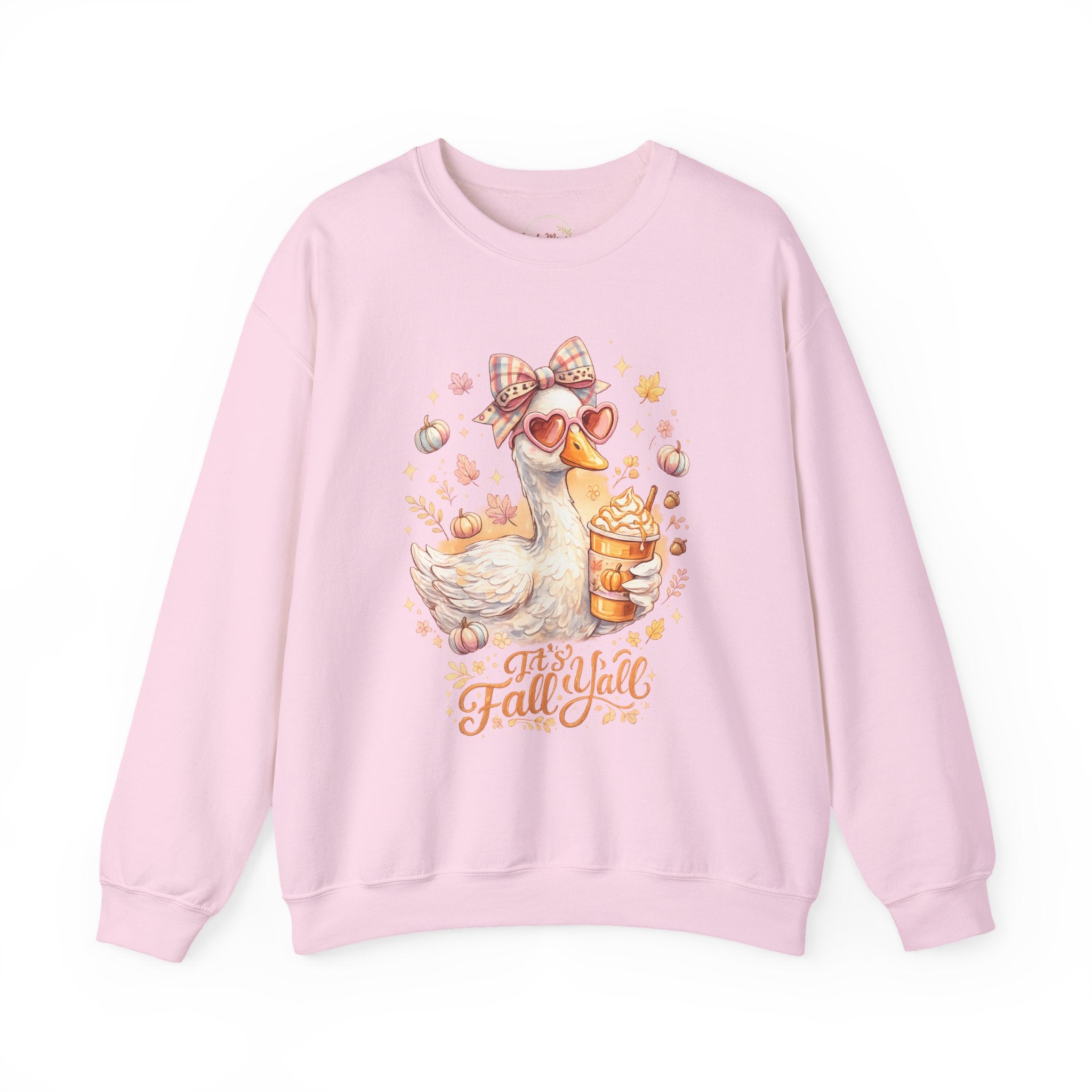 Fall Y'all Duck Crewneck Sweatshirt — Cute Autumn Goose with Pumpkin Spice Cup
