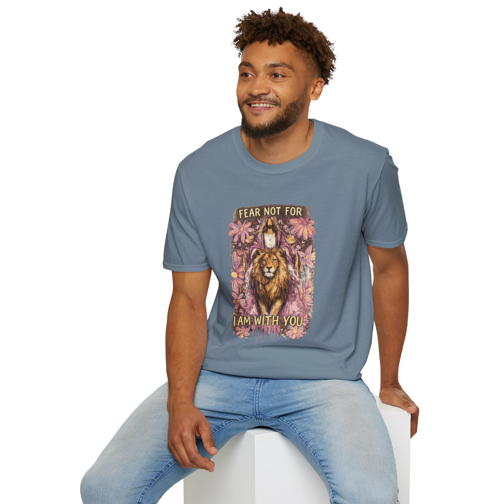 Fear Not For I Am With You Lion T-Shirt — Inspirational Floral Christian Tee