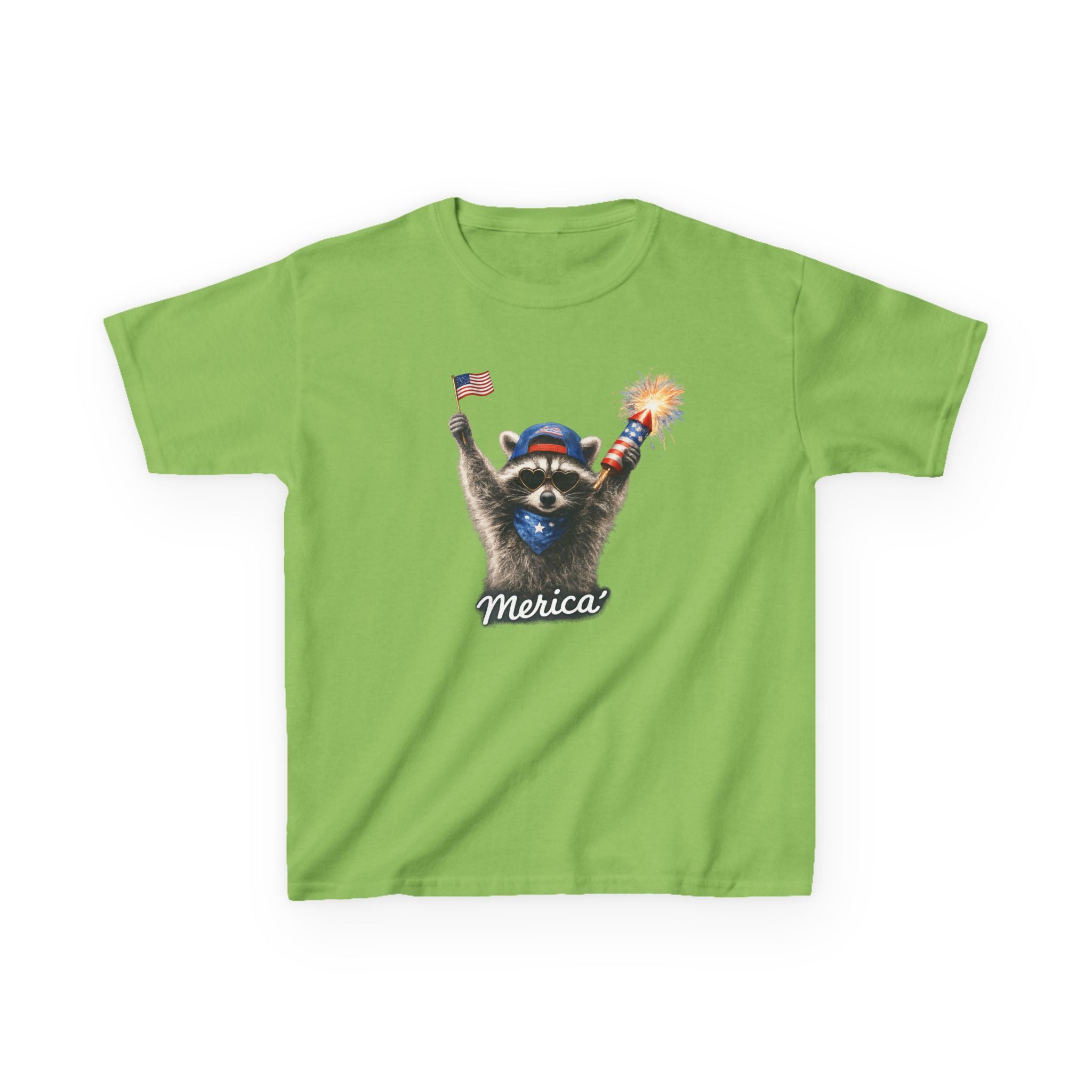 Kids Tee — Patriotic Raccoon 'Merica' Graphic (4th of July)