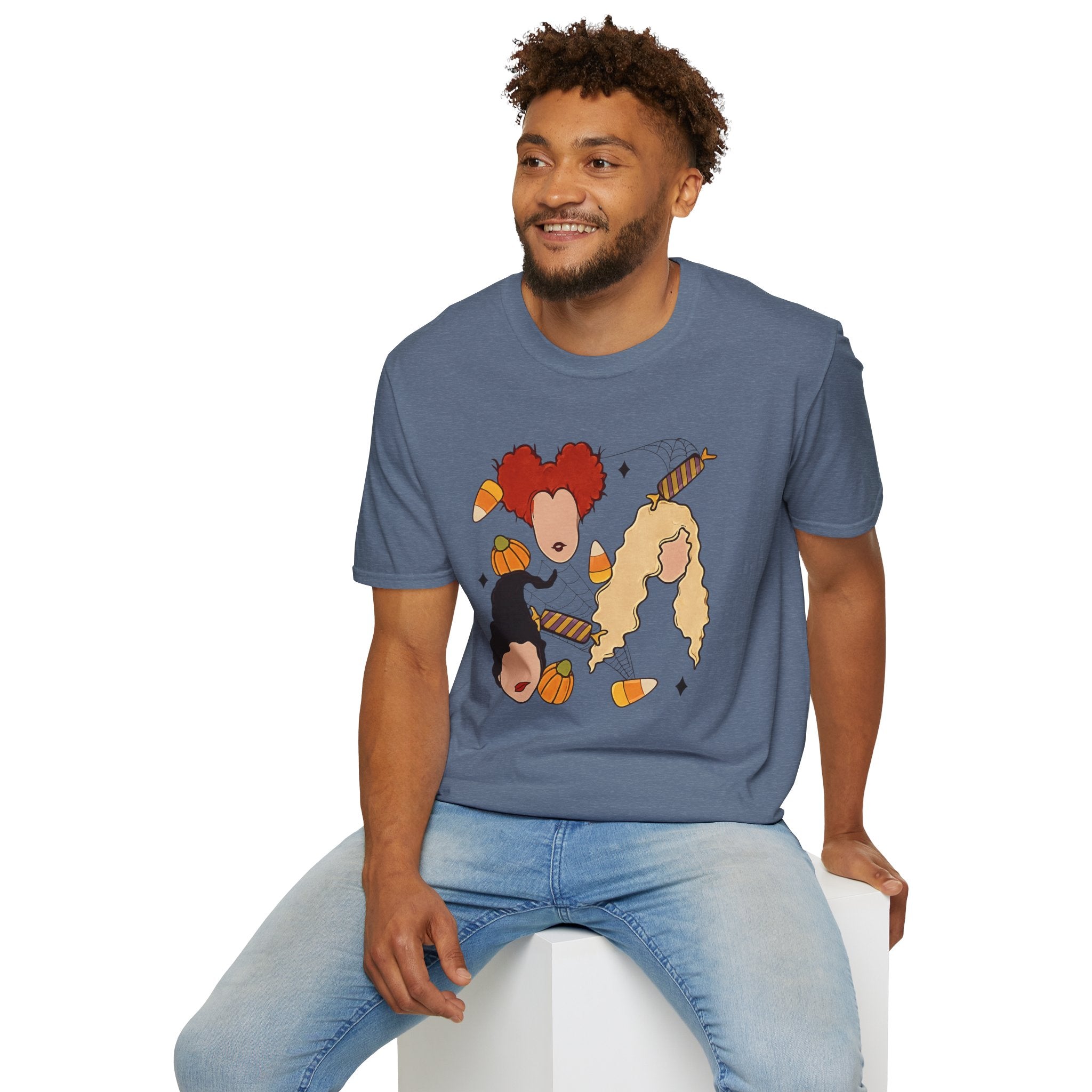 Halloween Sanderson Sisters T-Shirt – Witches Trio Pumpkin Candy Corn Design