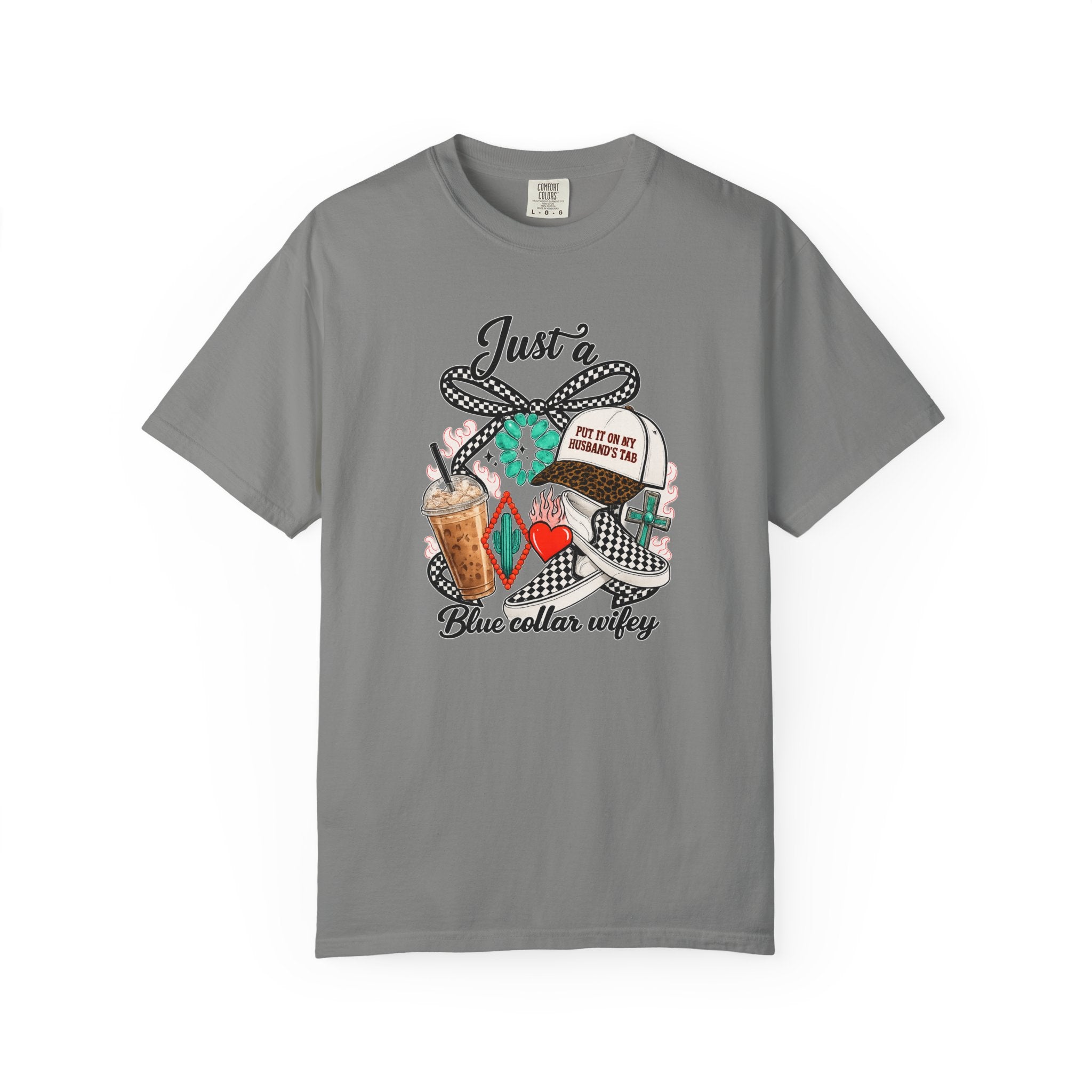 Blue Collar Wifey T-Shirt — "Just a Blue Collar Wifey" Graphic Tee