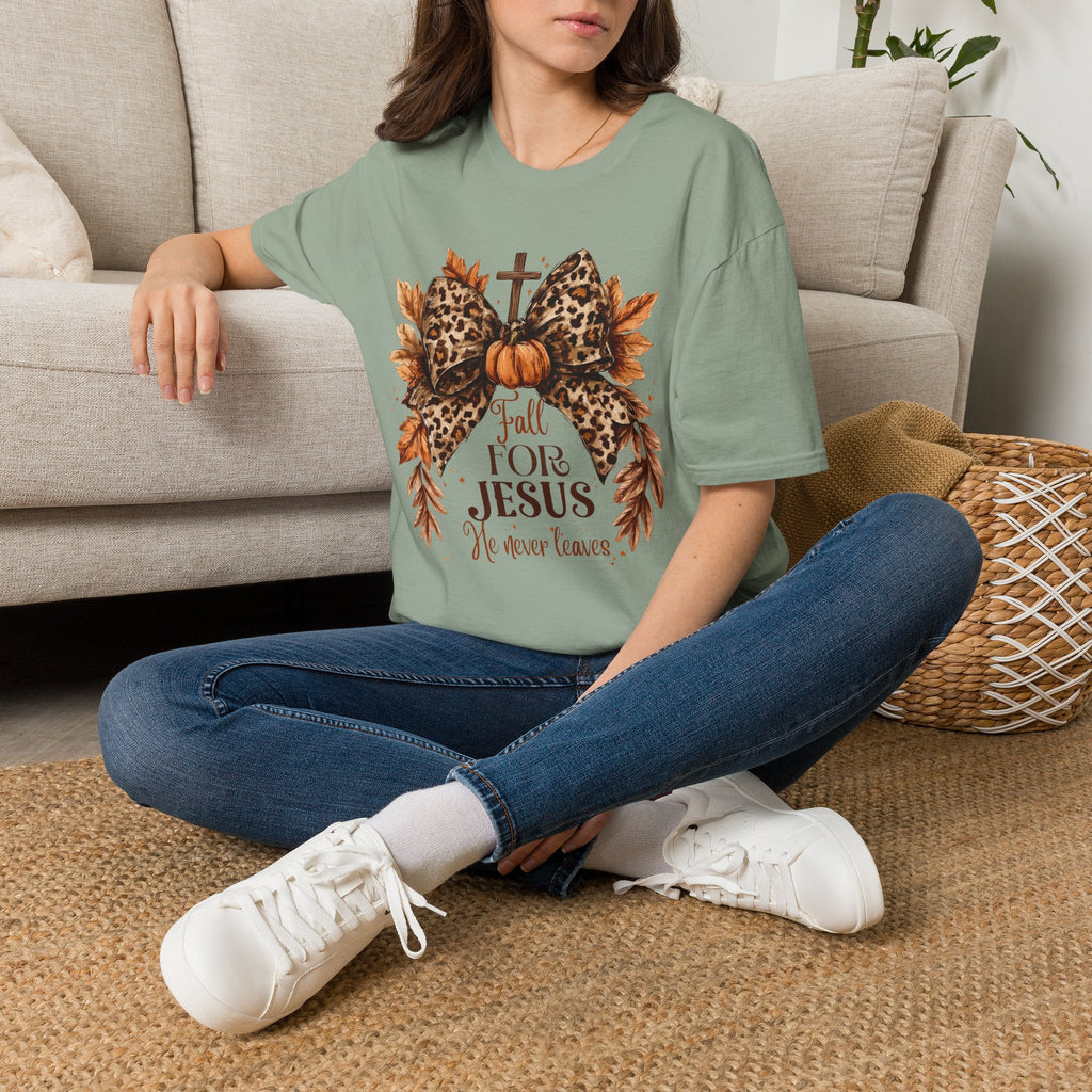 Fall for Jesus Leopard Bow T-Shirt