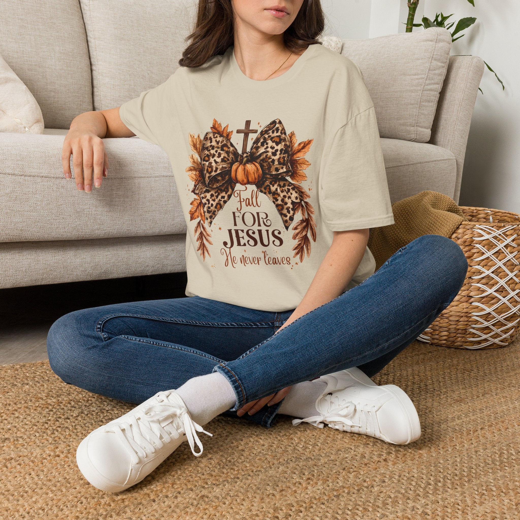 Fall for Jesus Leopard Bow T-Shirt
