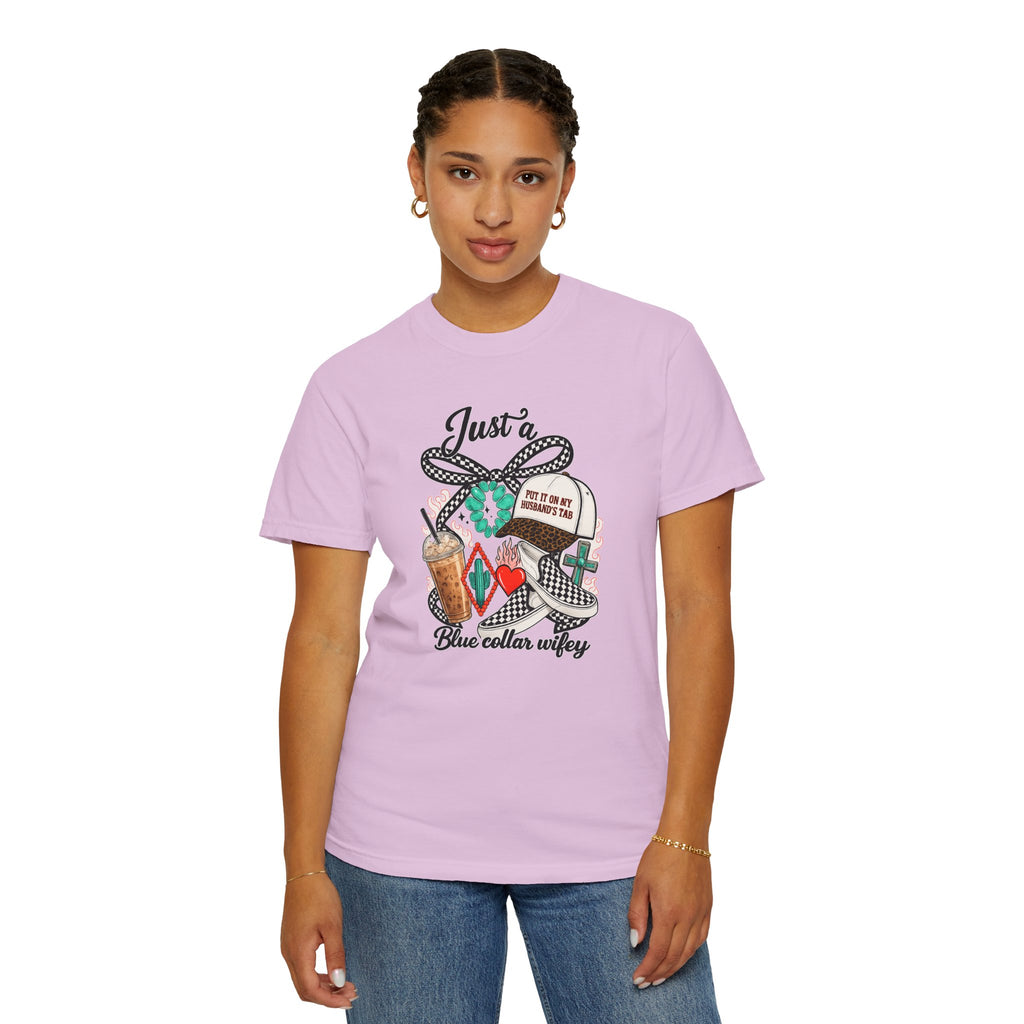 Blue Collar Wifey T-Shirt — "Just a Blue Collar Wifey" Graphic Tee