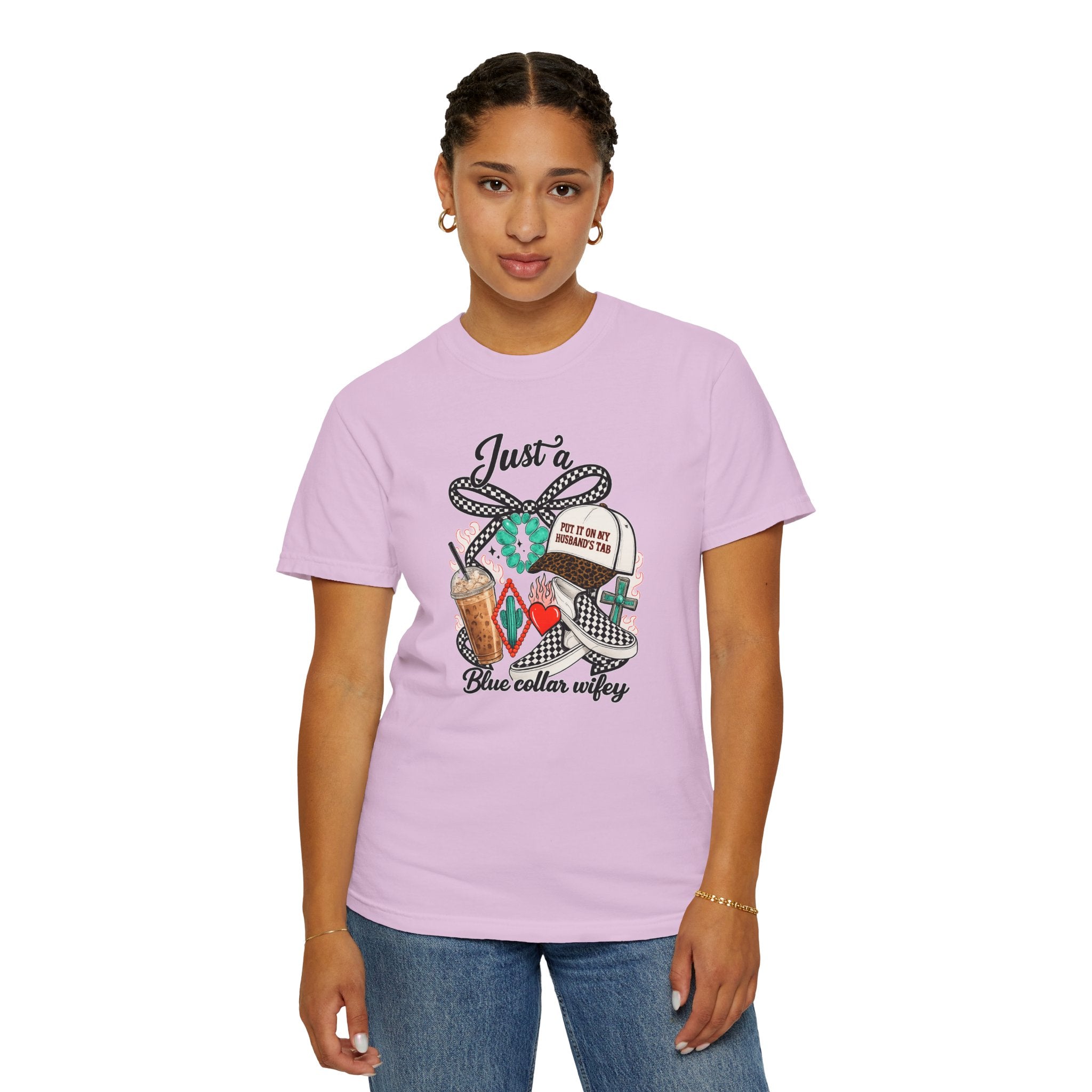 Blue Collar Wifey T-Shirt — "Just a Blue Collar Wifey" Graphic Tee