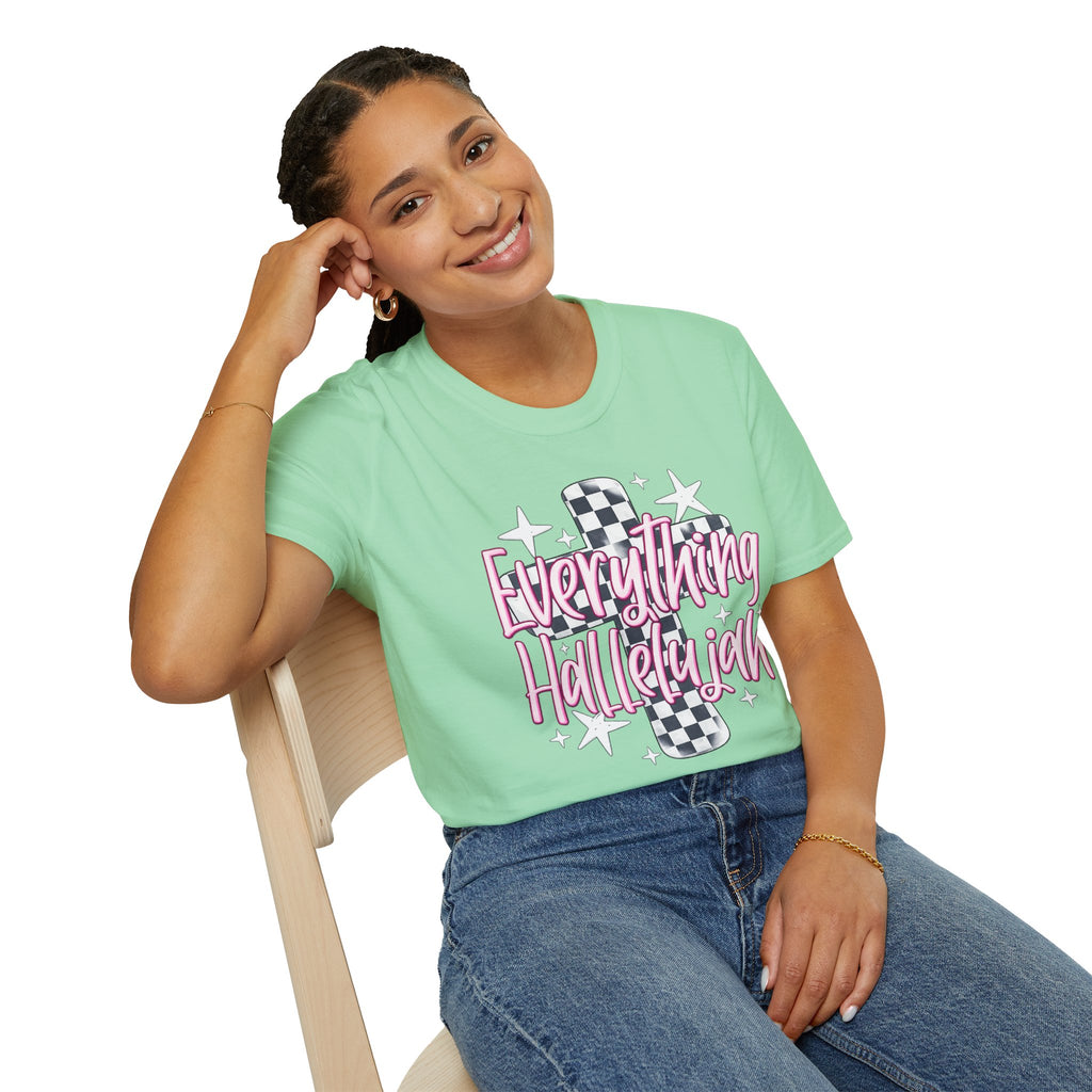 Everything Hallelujah T-Shirt — Retro Checker Heart Graphic Tee