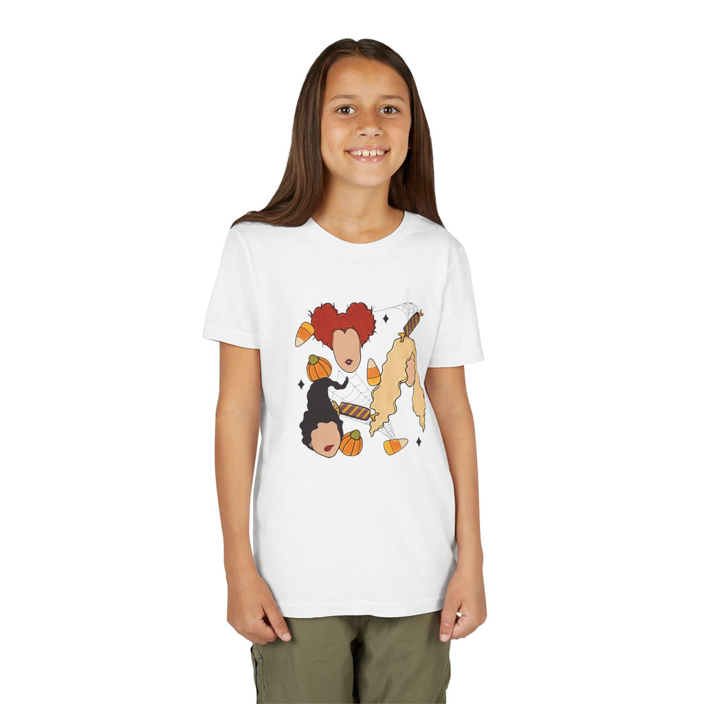 Hocus Pocus Girls Halloween Youth Tee — Sanderson Sisters Candy Corn Design