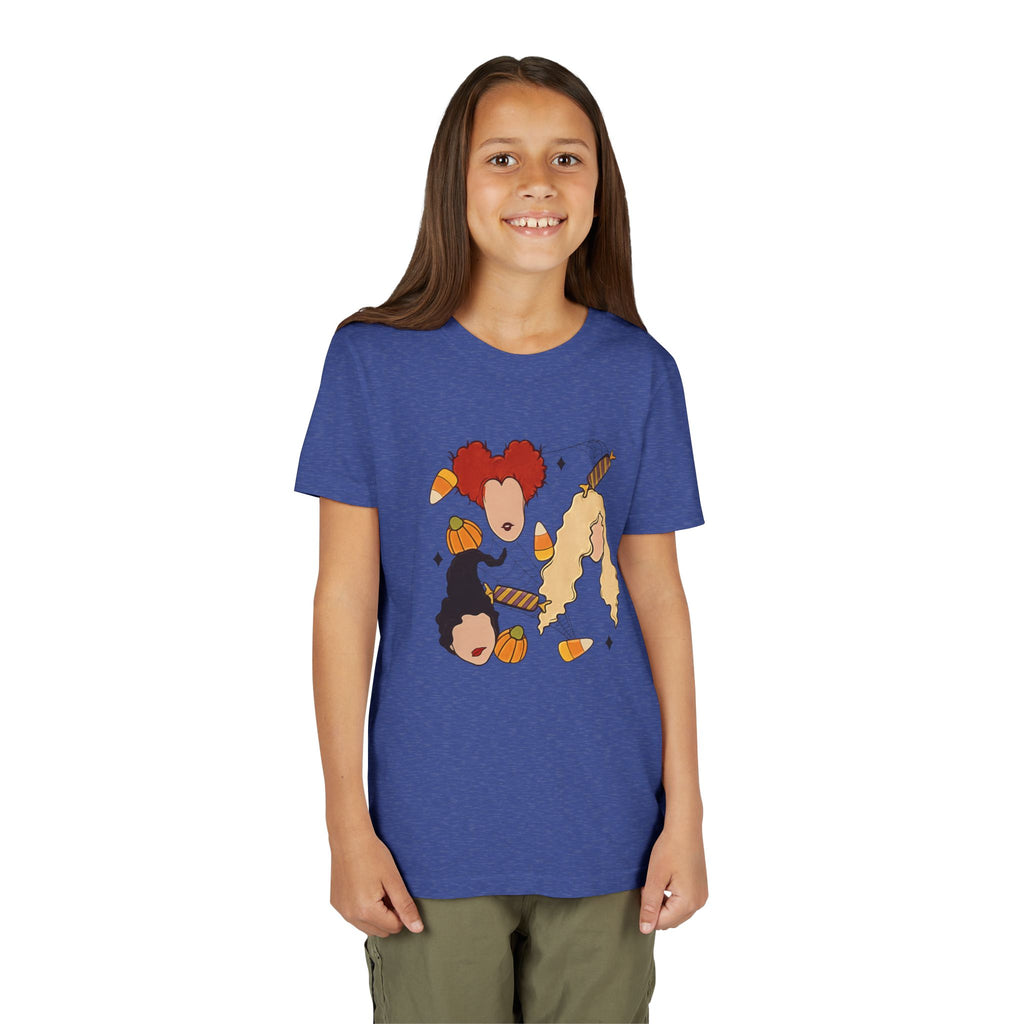 Hocus Pocus Girls Halloween Youth Tee — Sanderson Sisters Candy Corn Design