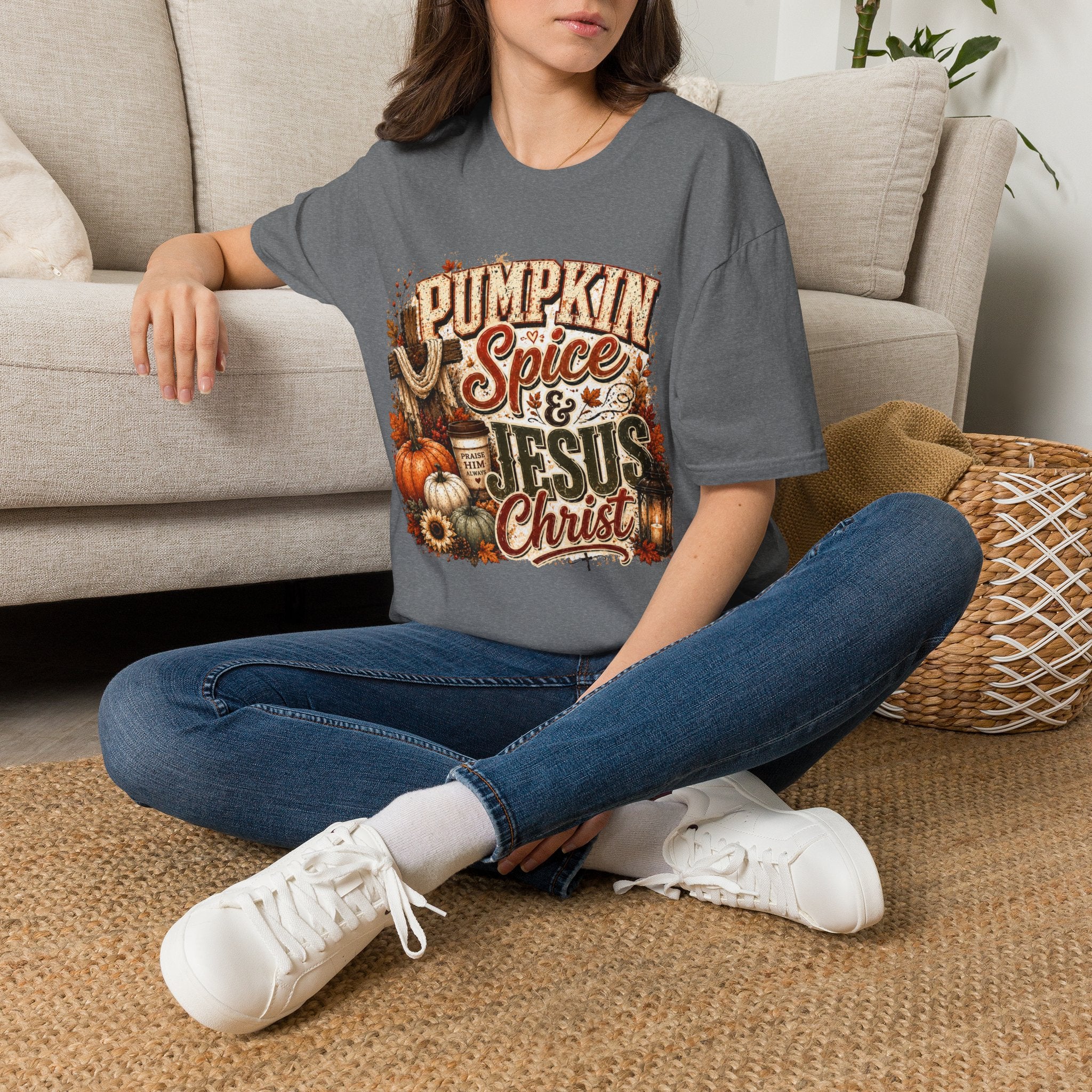Pumpkin Spice & Jesus Christ T‑Shirt — Fall Faith Graphic Tee