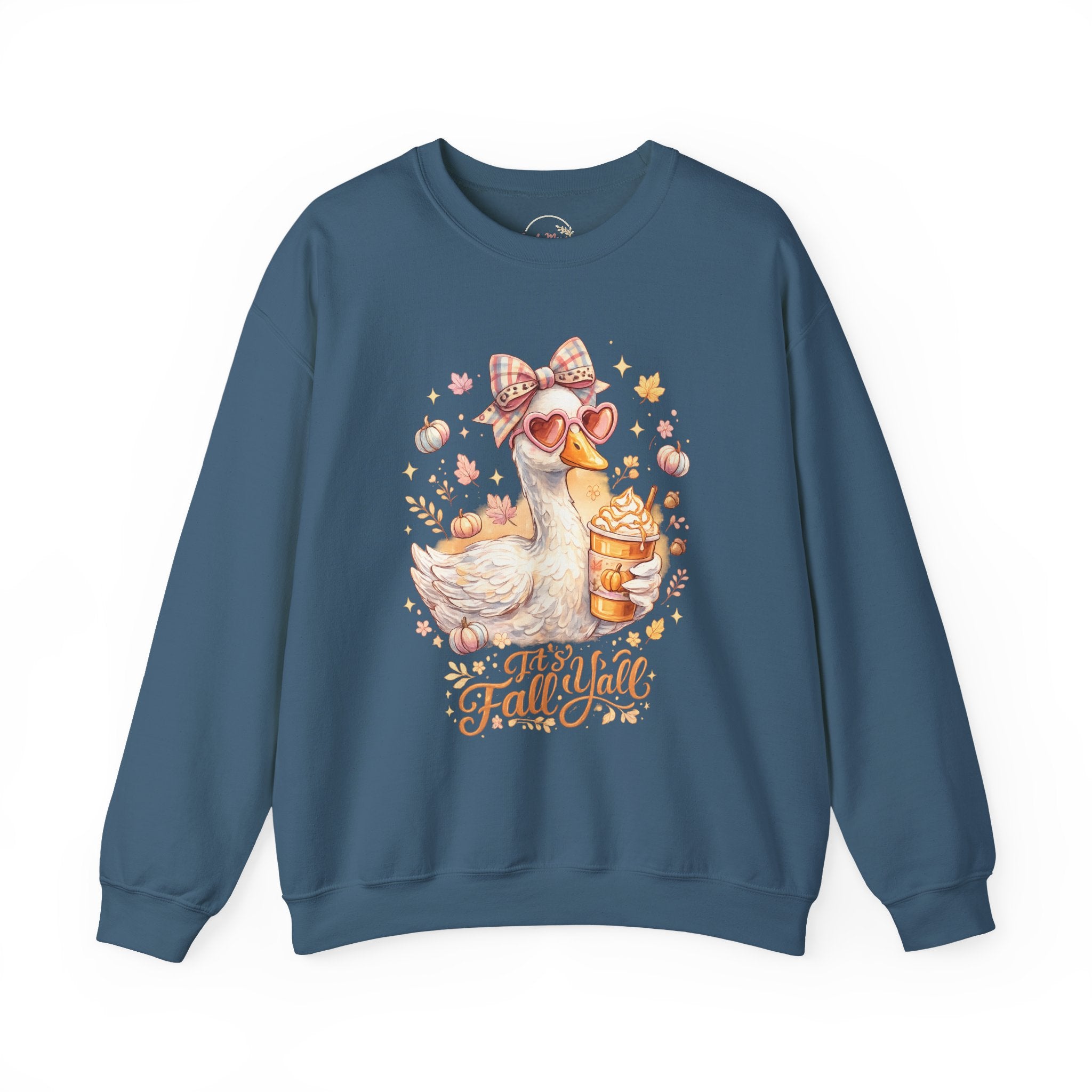 Fall Y'all Duck Crewneck Sweatshirt — Cute Autumn Goose with Pumpkin Spice Cup