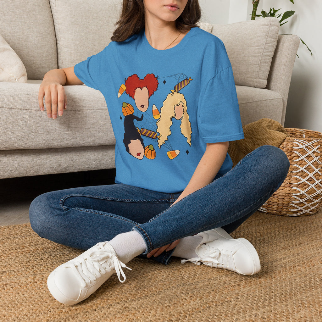 Halloween Sanderson Sisters T-Shirt – Witches Trio Pumpkin Candy Corn Design