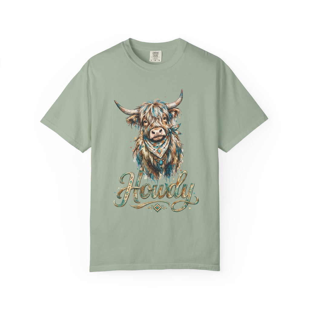 Howdy Highland Cow T-Shirt — Rustic Western Cow Graphic Tee