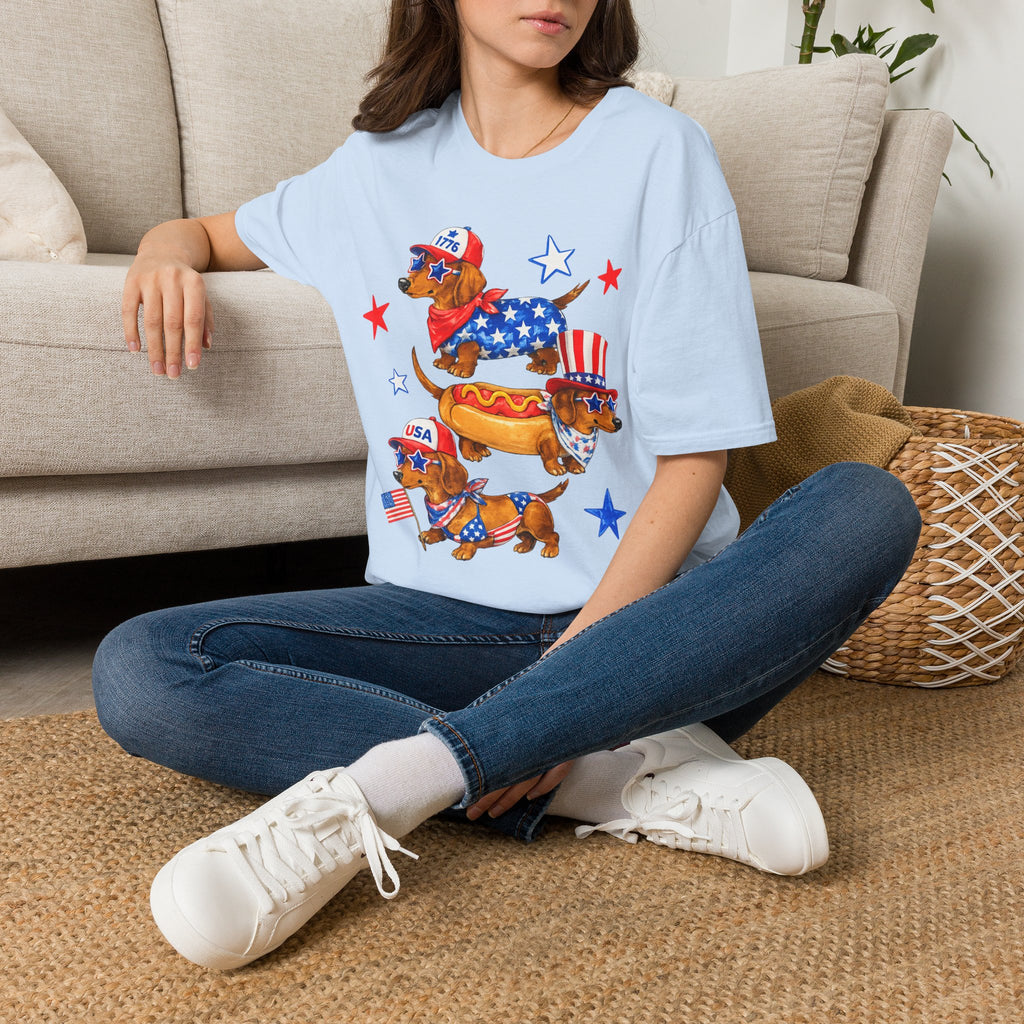 Patriotic Dachshund T-Shirt — 4th of July USA Hot Dog Dogs Tee