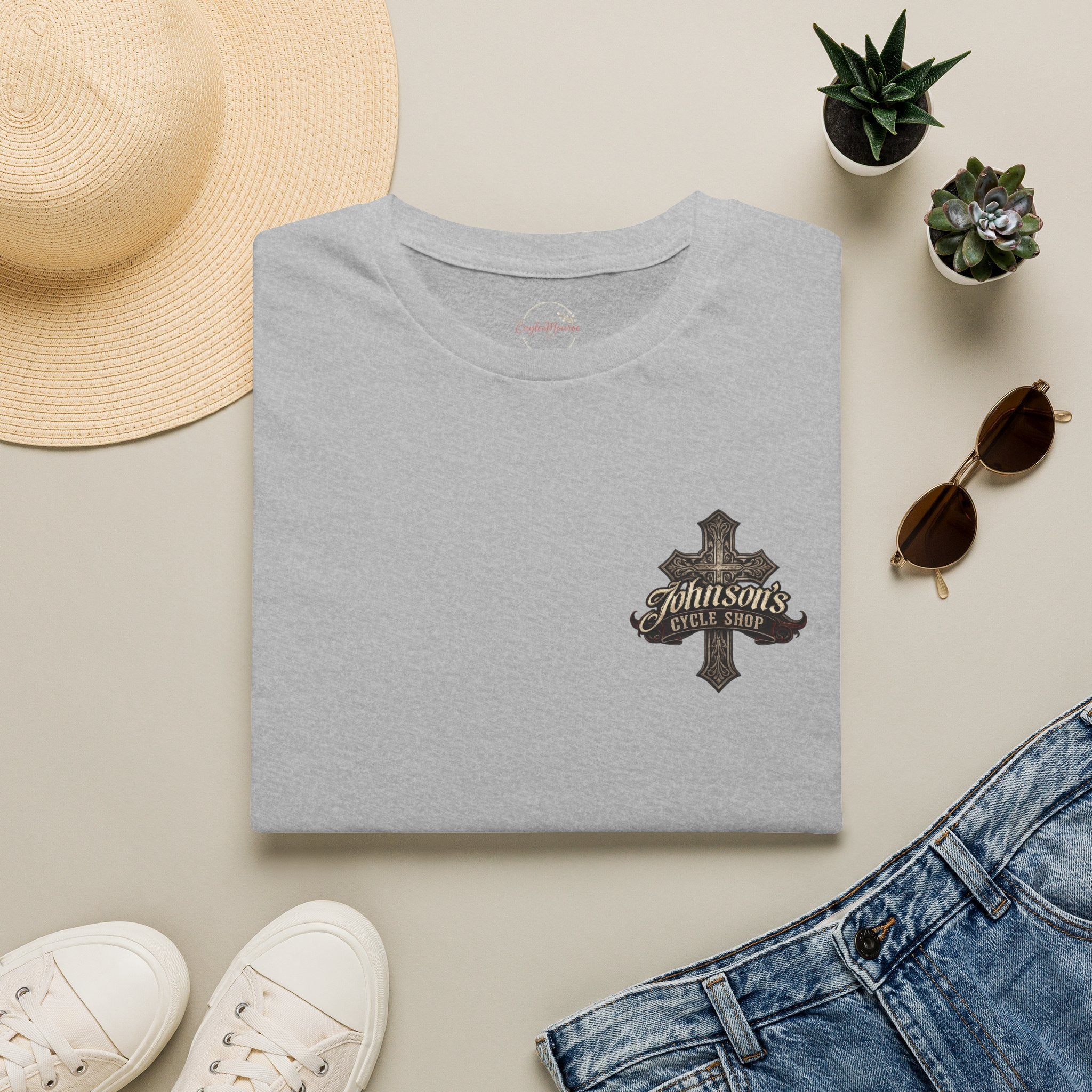 Cross Crest Logo T‑Shirt — Vintage Motorcycle Club Design