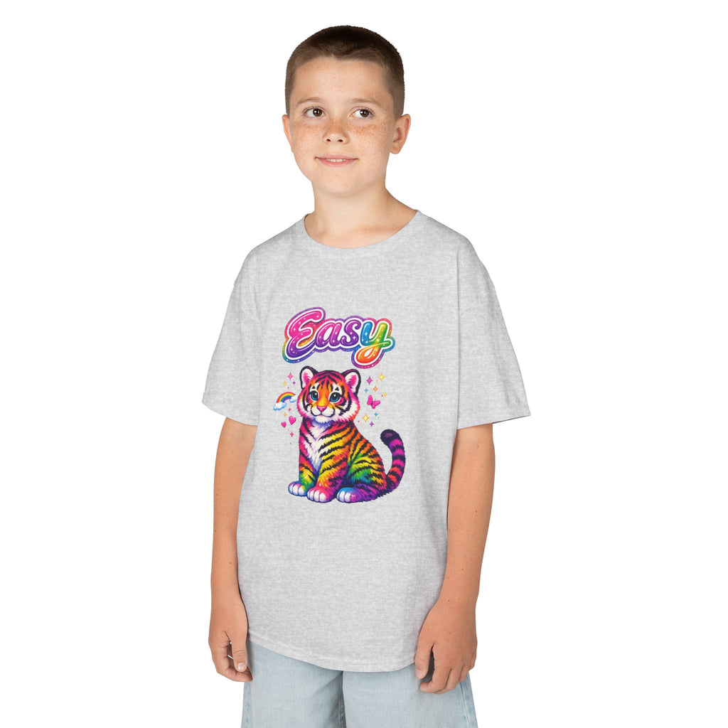 Kids Rainbow Tiger Tee — "Easy" Cute Colorful Youth T-Shirt