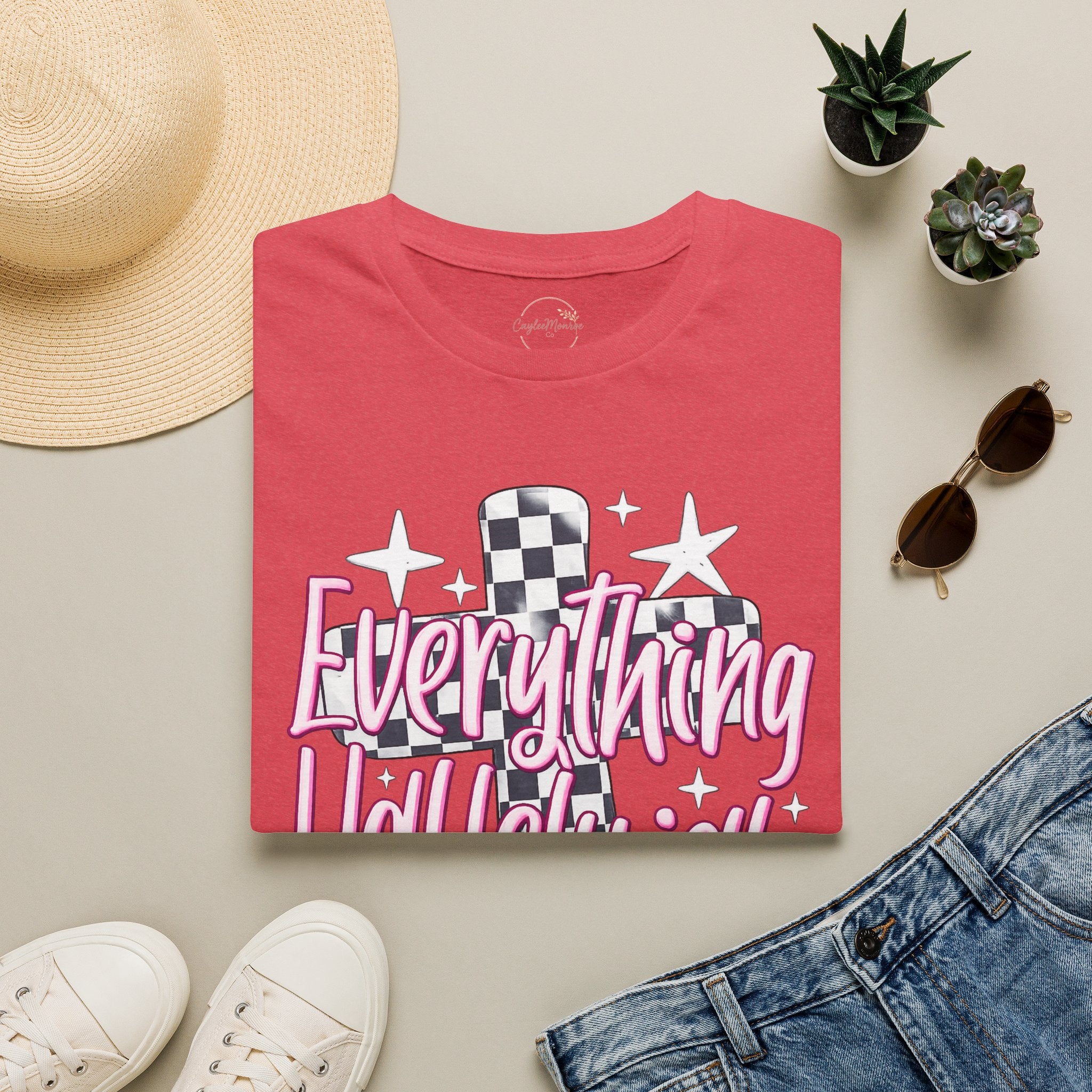Everything Hallelujah T-Shirt — Retro Checker Heart Graphic Tee