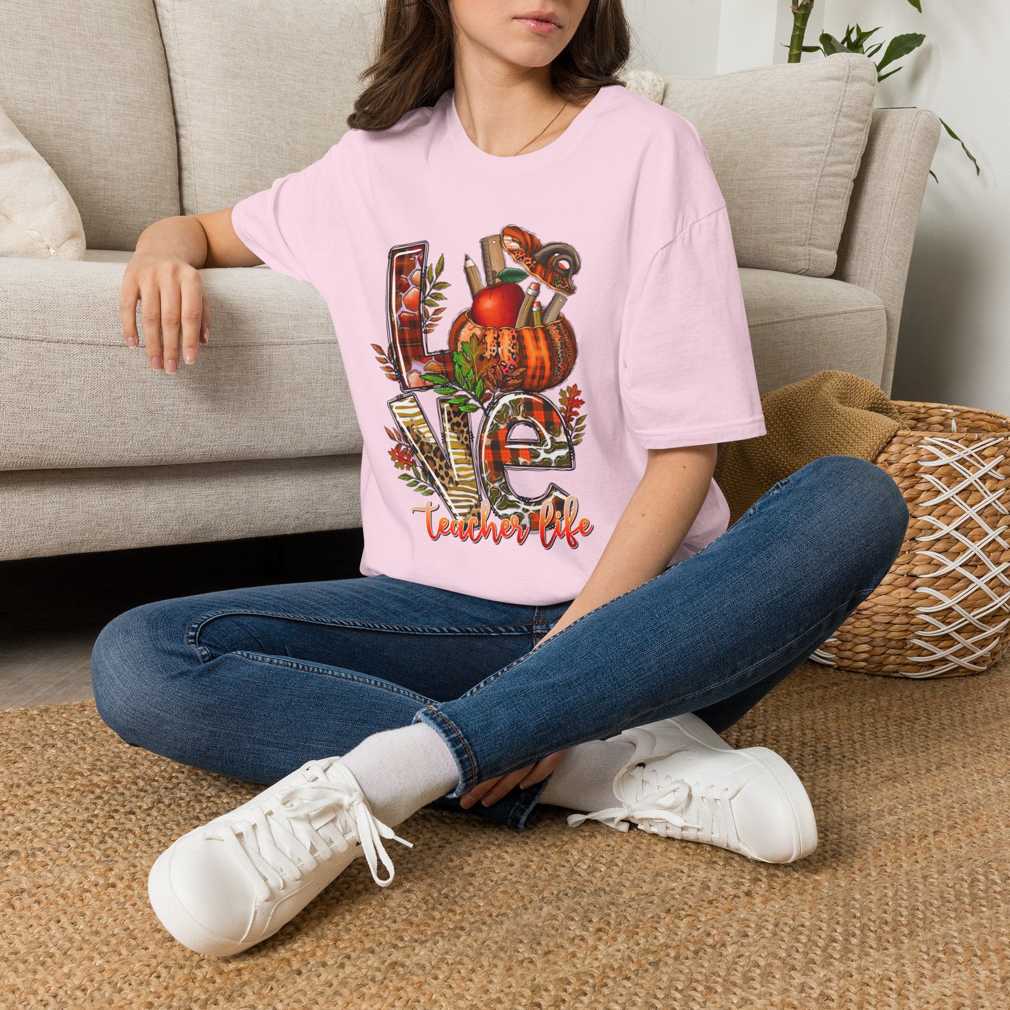 Fall Love T-Shirt — Autumn Pumpkin, Apples & Mushrooms Cozy Graphic Tee