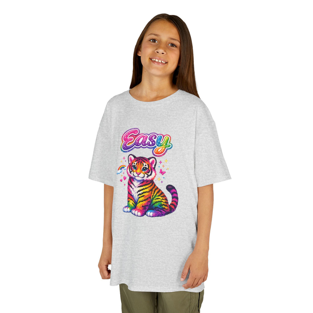 Kids Rainbow Tiger Tee — "Easy" Cute Colorful Youth T-Shirt