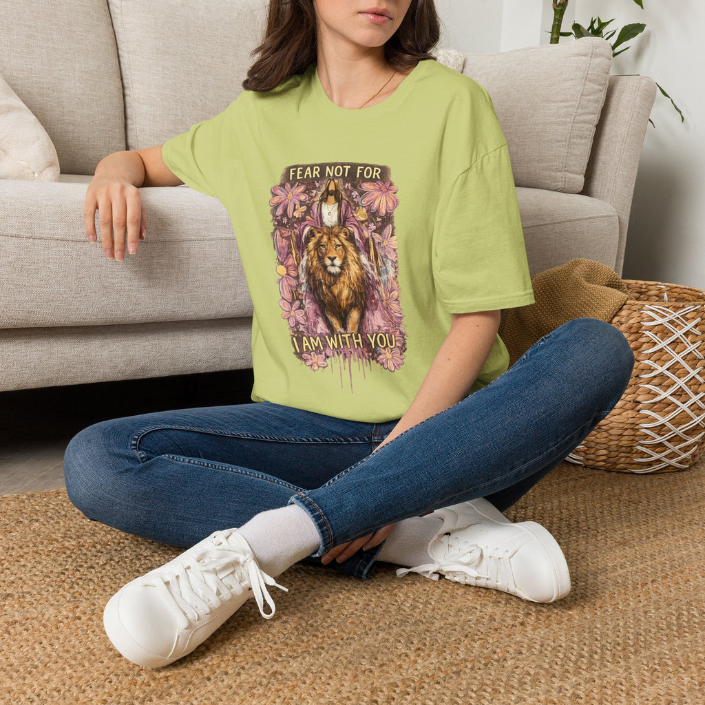 Fear Not For I Am With You Lion T-Shirt — Inspirational Floral Christian Tee