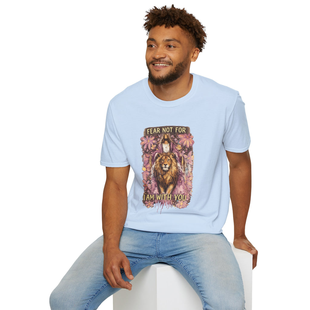 Fear Not For I Am With You Lion T-Shirt — Inspirational Floral Christian Tee