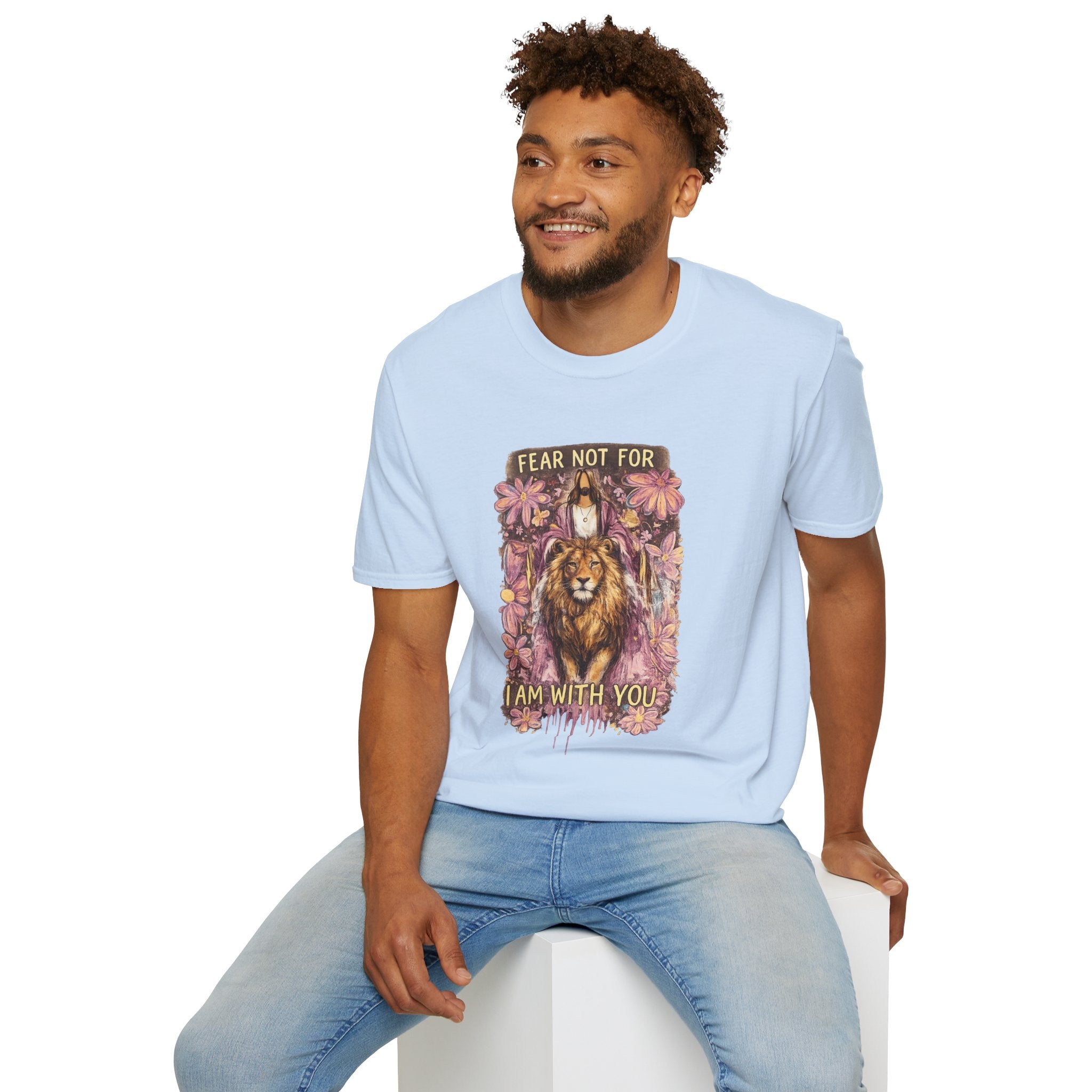 Fear Not For I Am With You Lion T-Shirt — Inspirational Floral Christian Tee