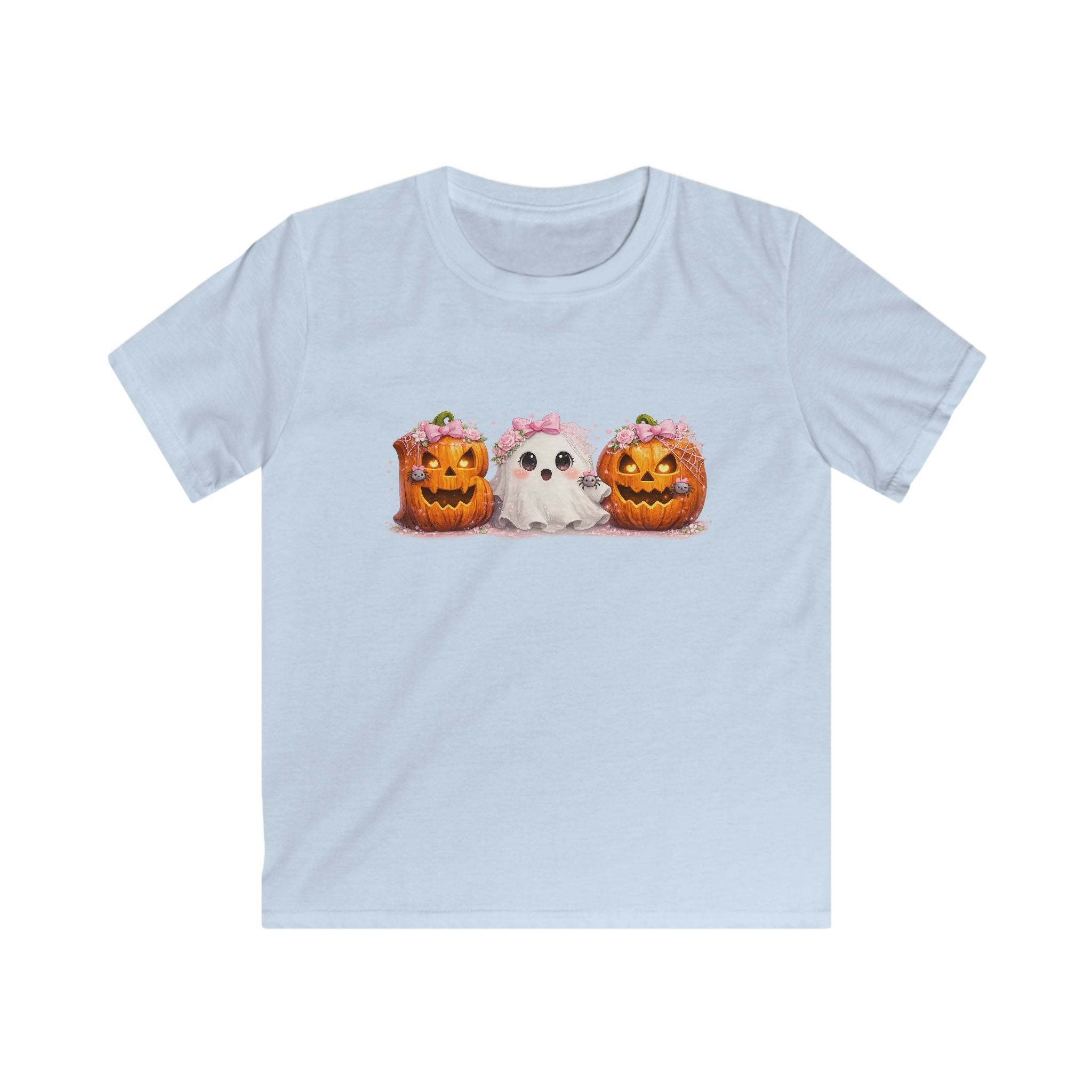 Kids Halloween Tee — Cute Ghost & Jack-o'-Lantern Pumpkins