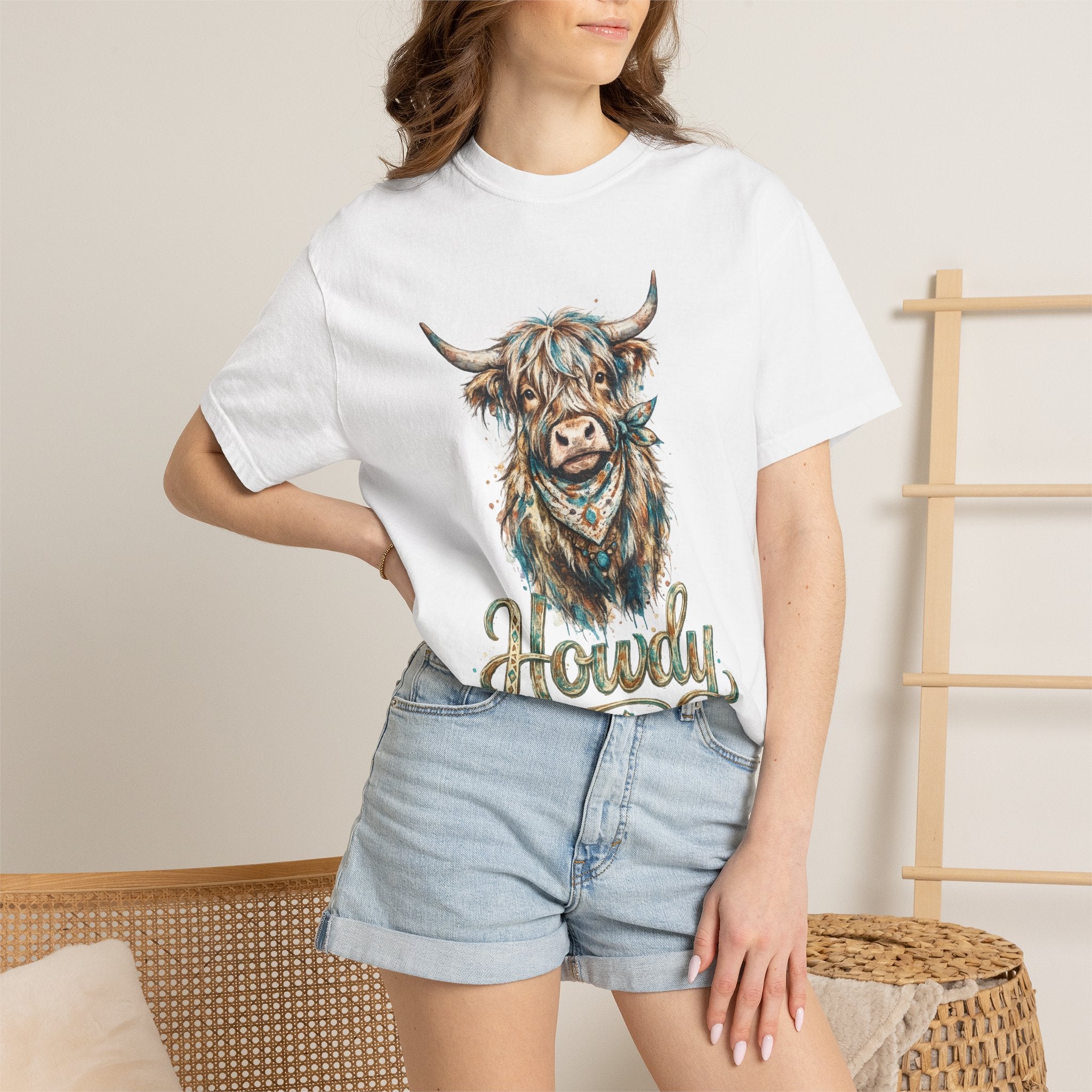 Howdy Highland Cow T-Shirt — Rustic Western Cow Graphic Tee