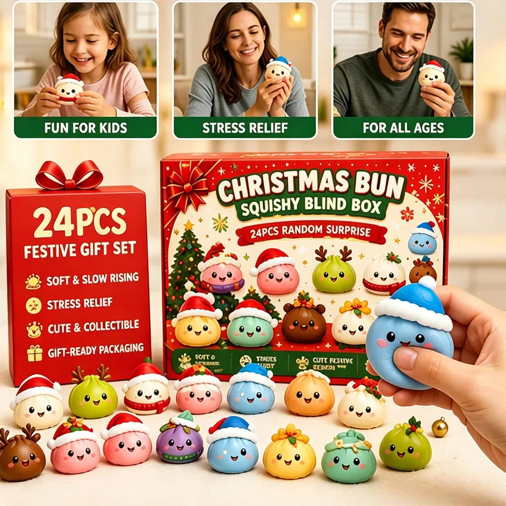 2026 Christmas Squishy Advent Calendar, Dumpling Slow Rebound Squishies Squeeze Sensory Gift, 24 Days Countdown Surprise Box