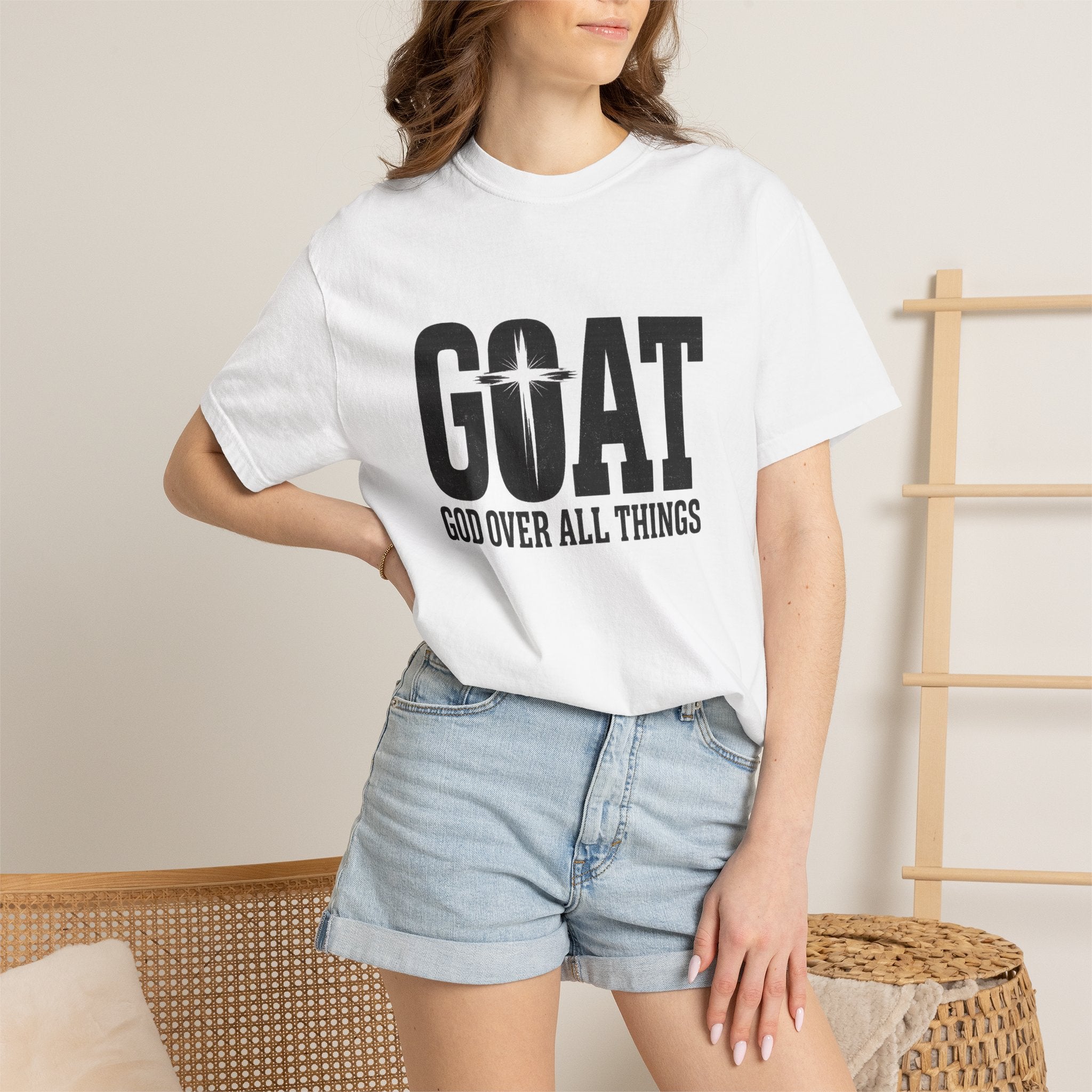 GOAT Christian T-Shirt — "God Over All Things" Inspirational Faith Tee